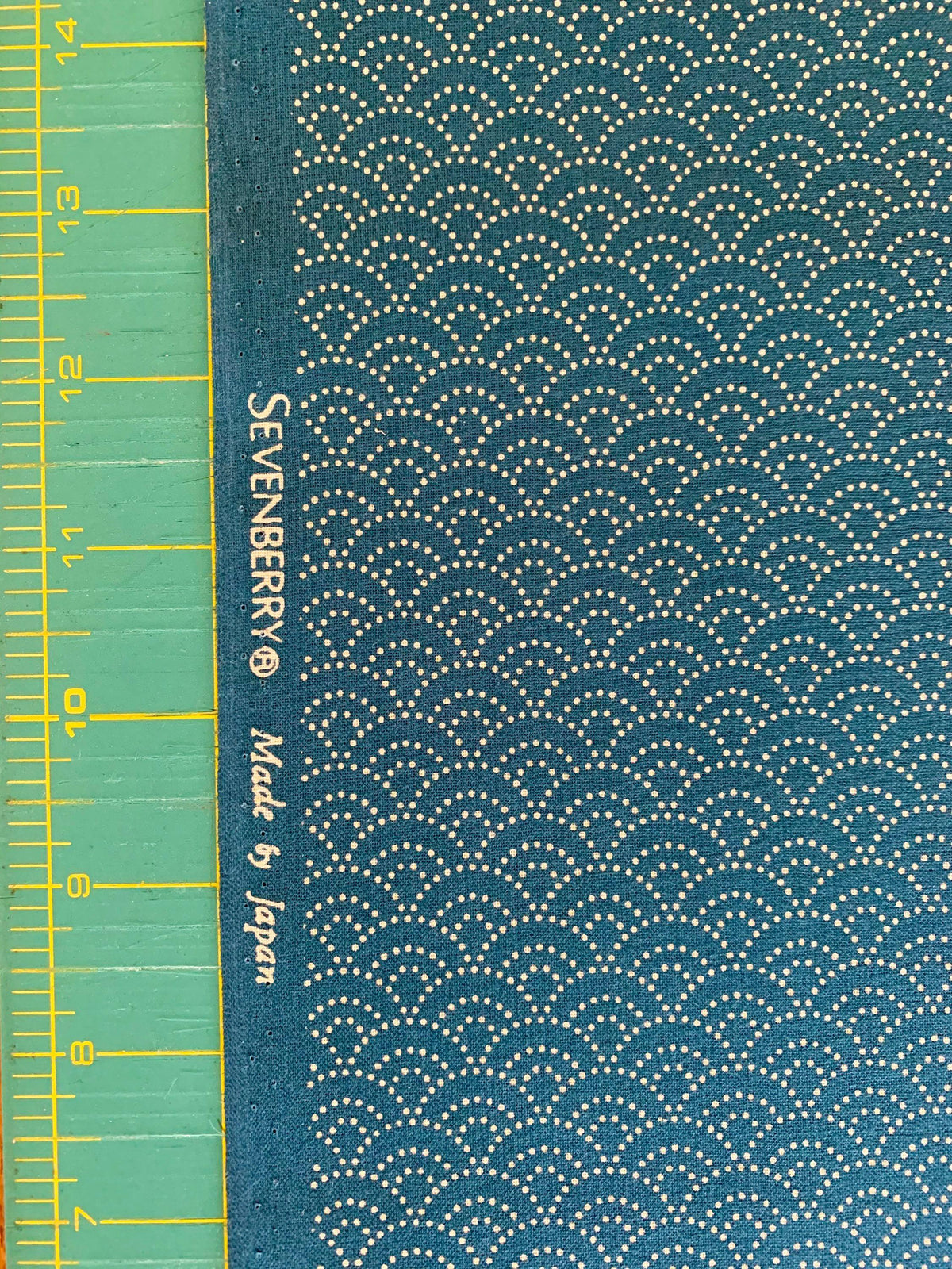 Sevenberry - Dotted Waves in Peacock Blue Green Cotton Fabric - Peacock Blue Green