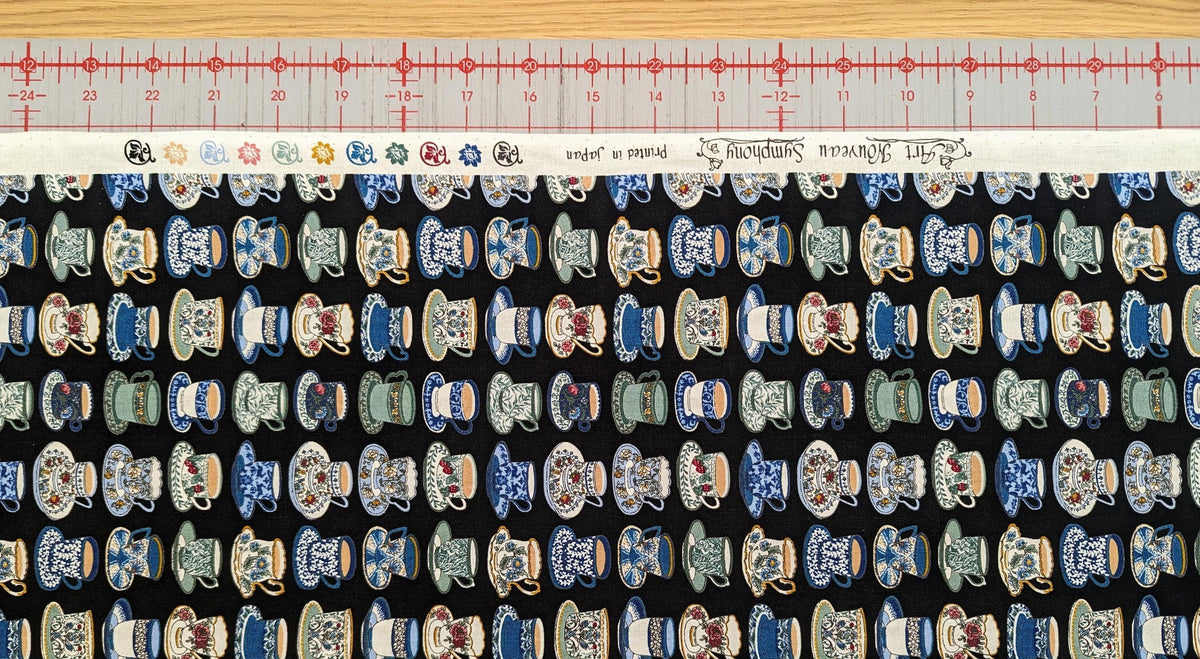 Senyo - Afternoon Tea Cotton Fabric - Black