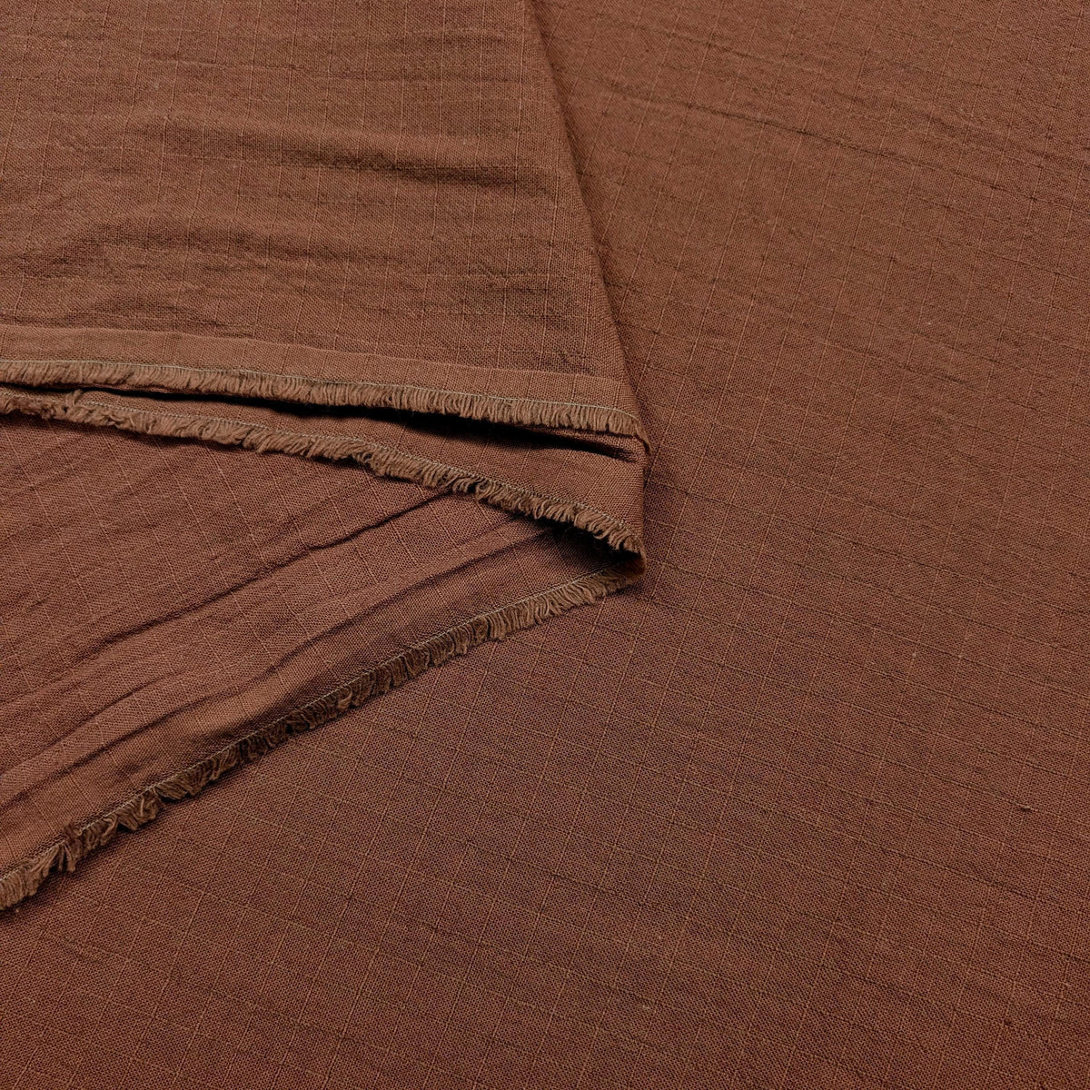NEW Soft Gridded Dobby Cosmo Japanese cotton linen fabric AD-5747 214 seal brown