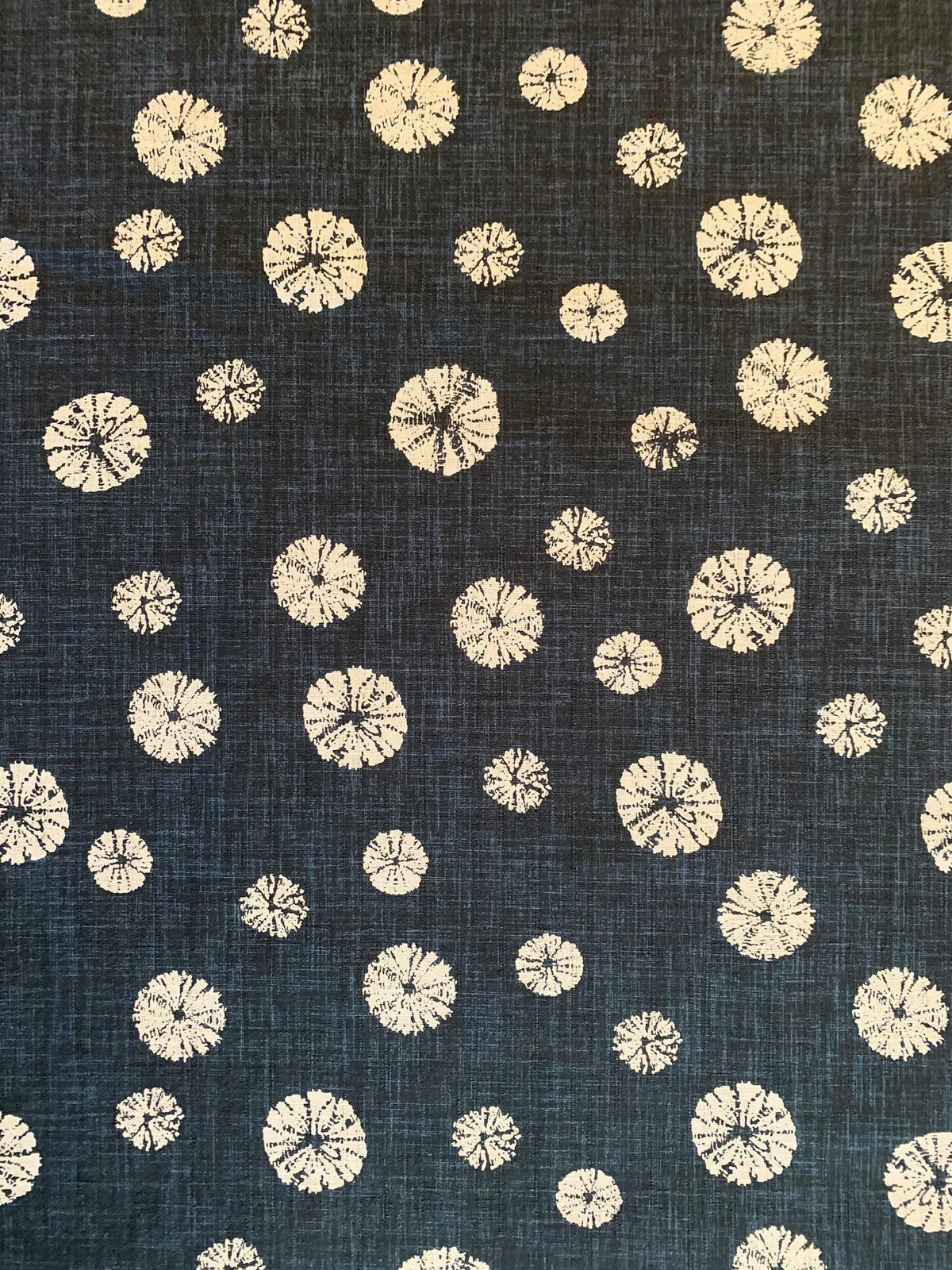 Morikiku - Shibori Sand Dollars Cotton Dobby - Dark Navy Beige