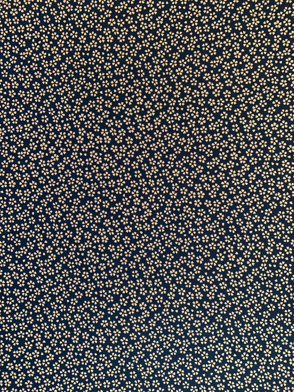 Sevenberry - Cherry Blossom Cotton Fabric - Navy Blue and Beige