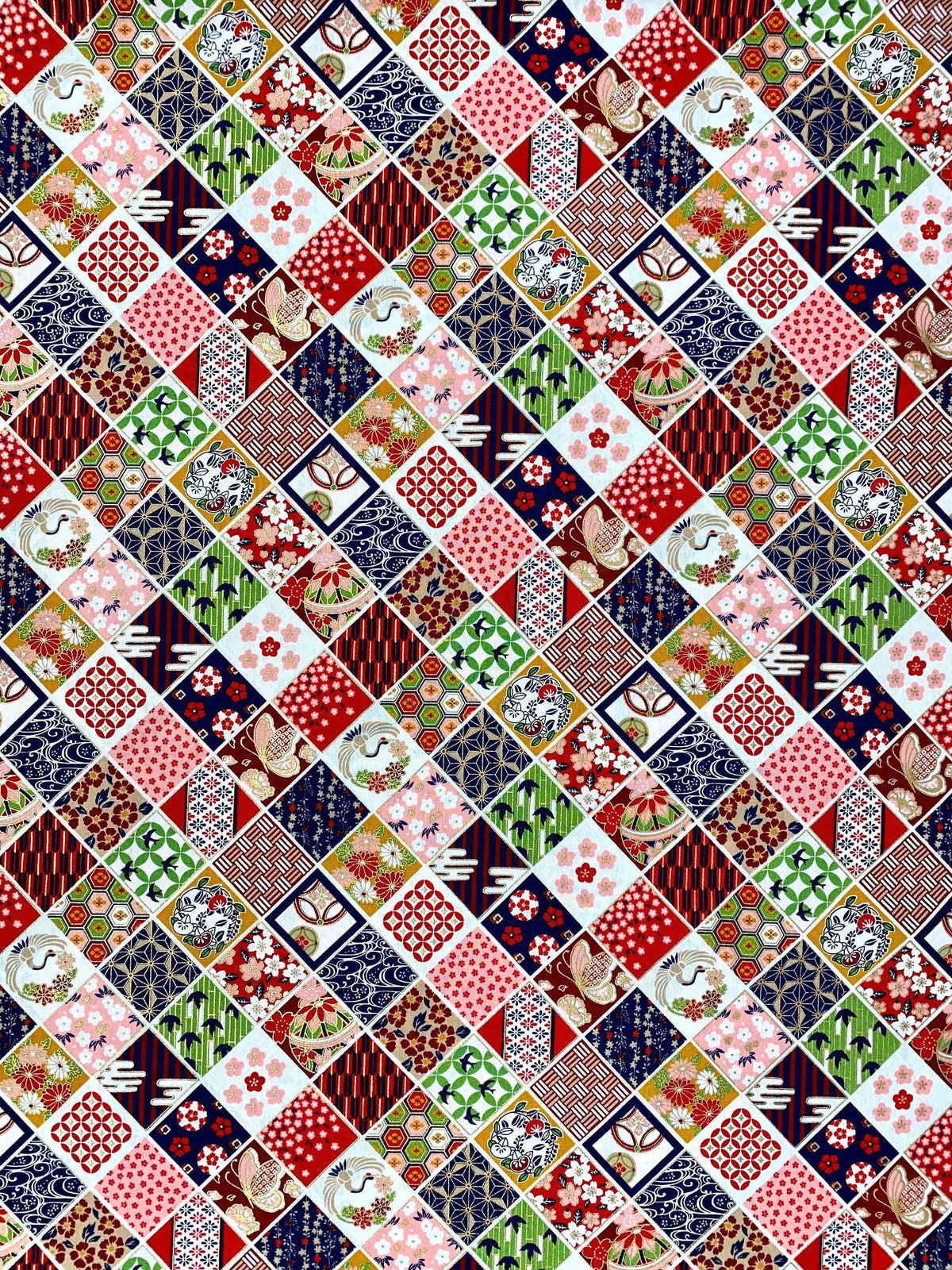 Senyo - Golden Flower Story Cotton Fabric - Pink White