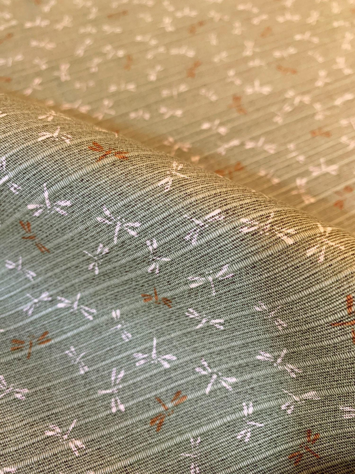 Sevenberry - Double Sided Dragonfly and Same-Komon Cotton Shantung - Green Brown