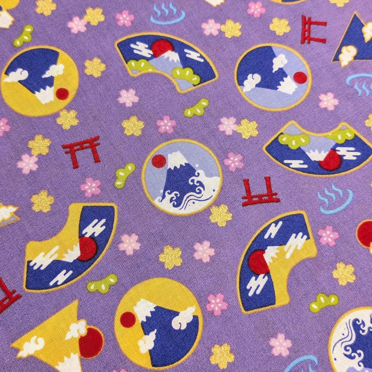 Asano - Mountain Onsen Cotton Fabric - Purple