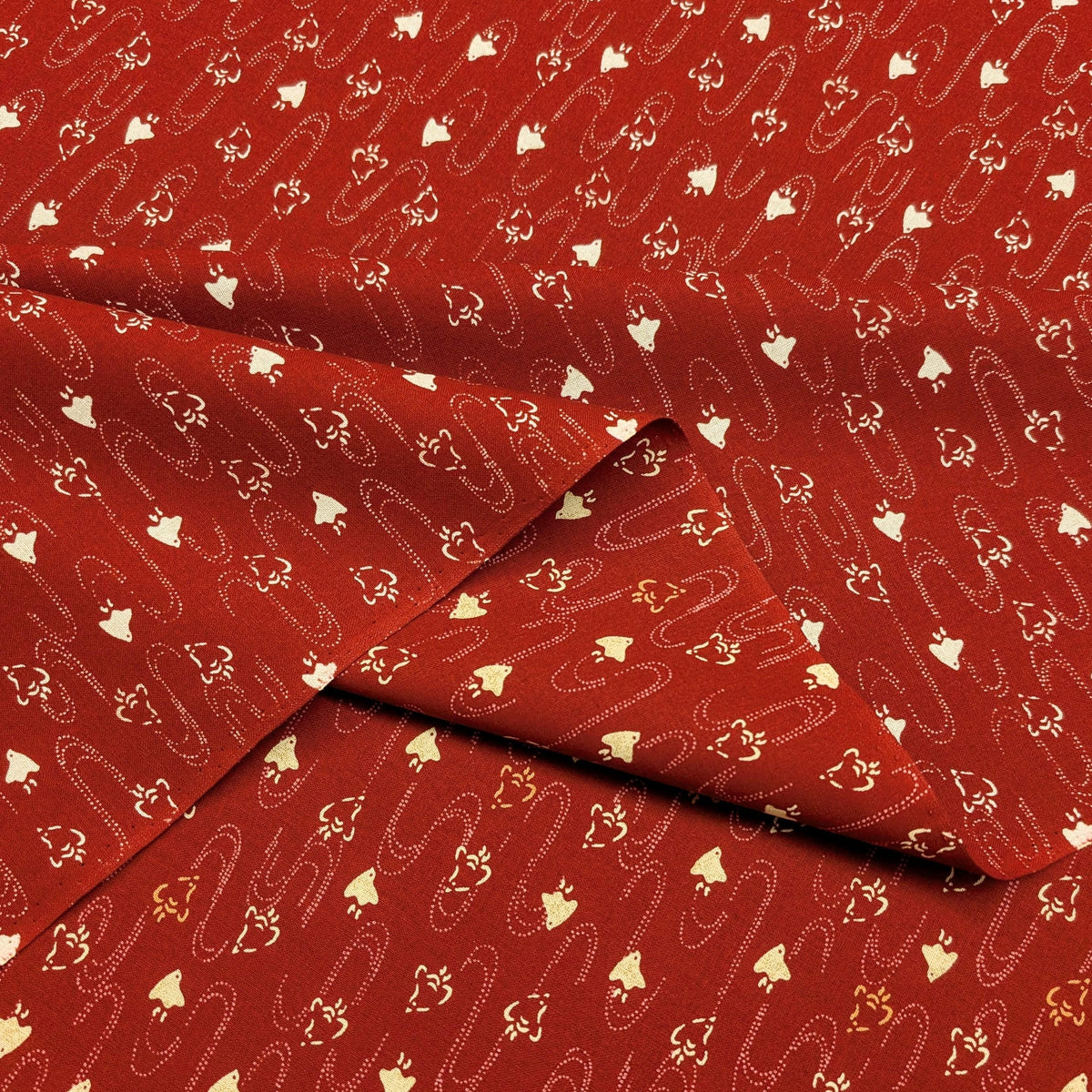 Chidori Sevenberry Japanese cotton fabric 88222-8-3 beige & red