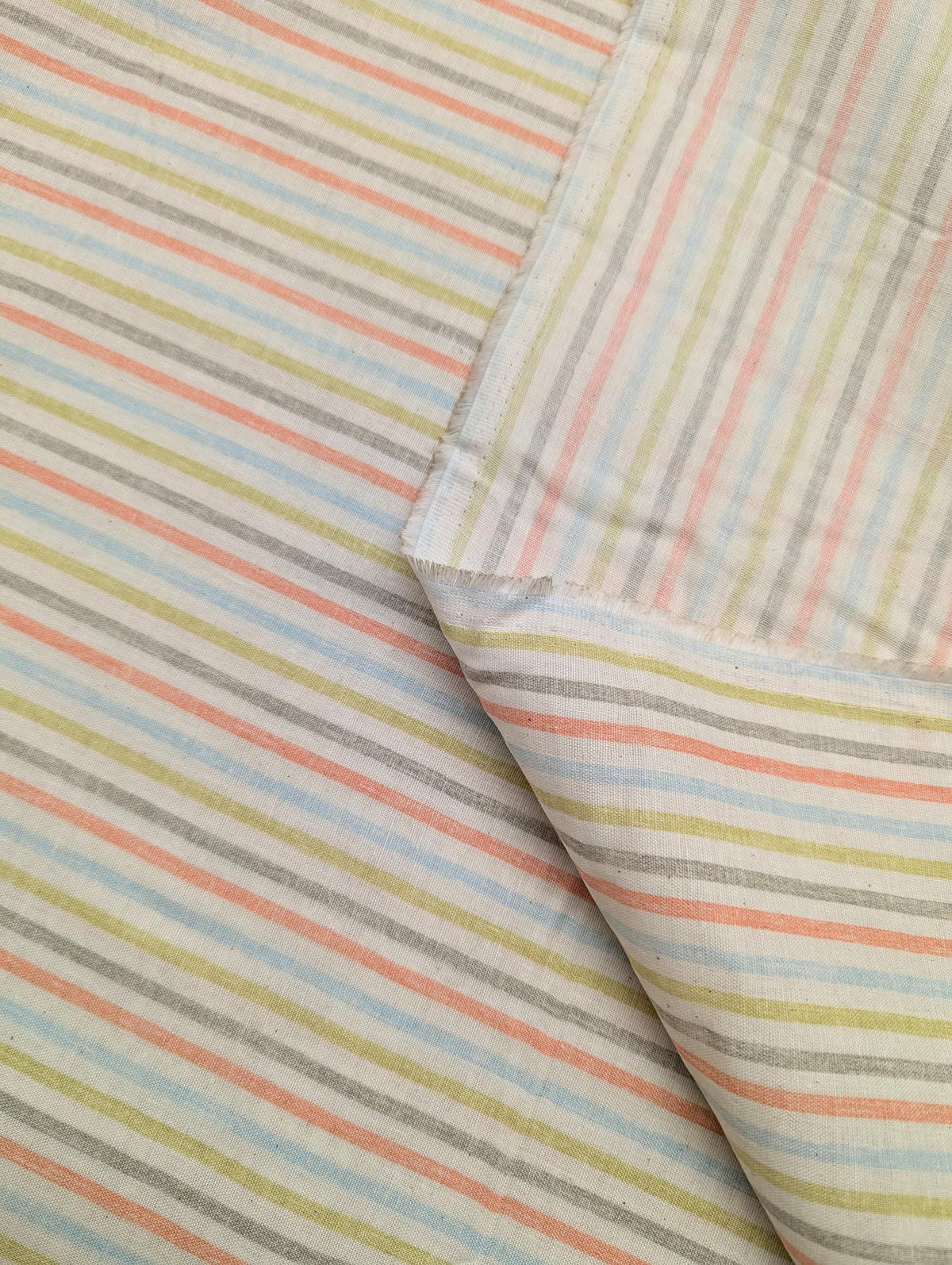 Sevenberry - Striped Cotton Double Gauze - Red Green Gray Blue