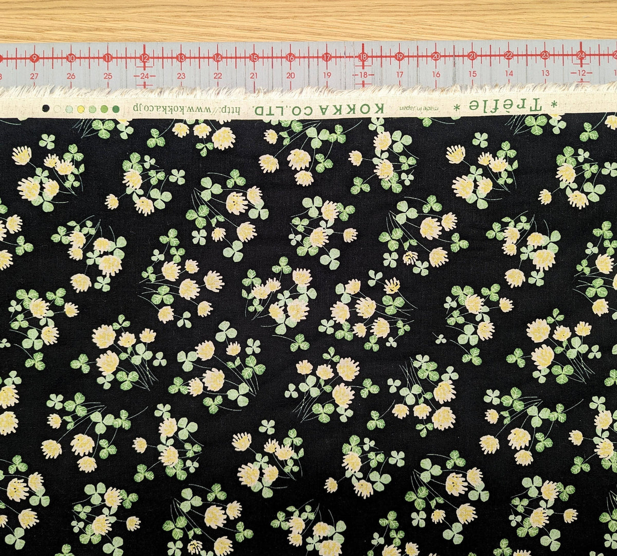 Kokka - Spring Bouquet Cotton/Linen Fabric - Black