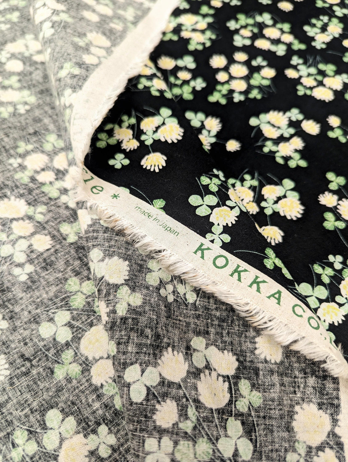 Kokka - Spring Bouquet Cotton/Linen Fabric - Black