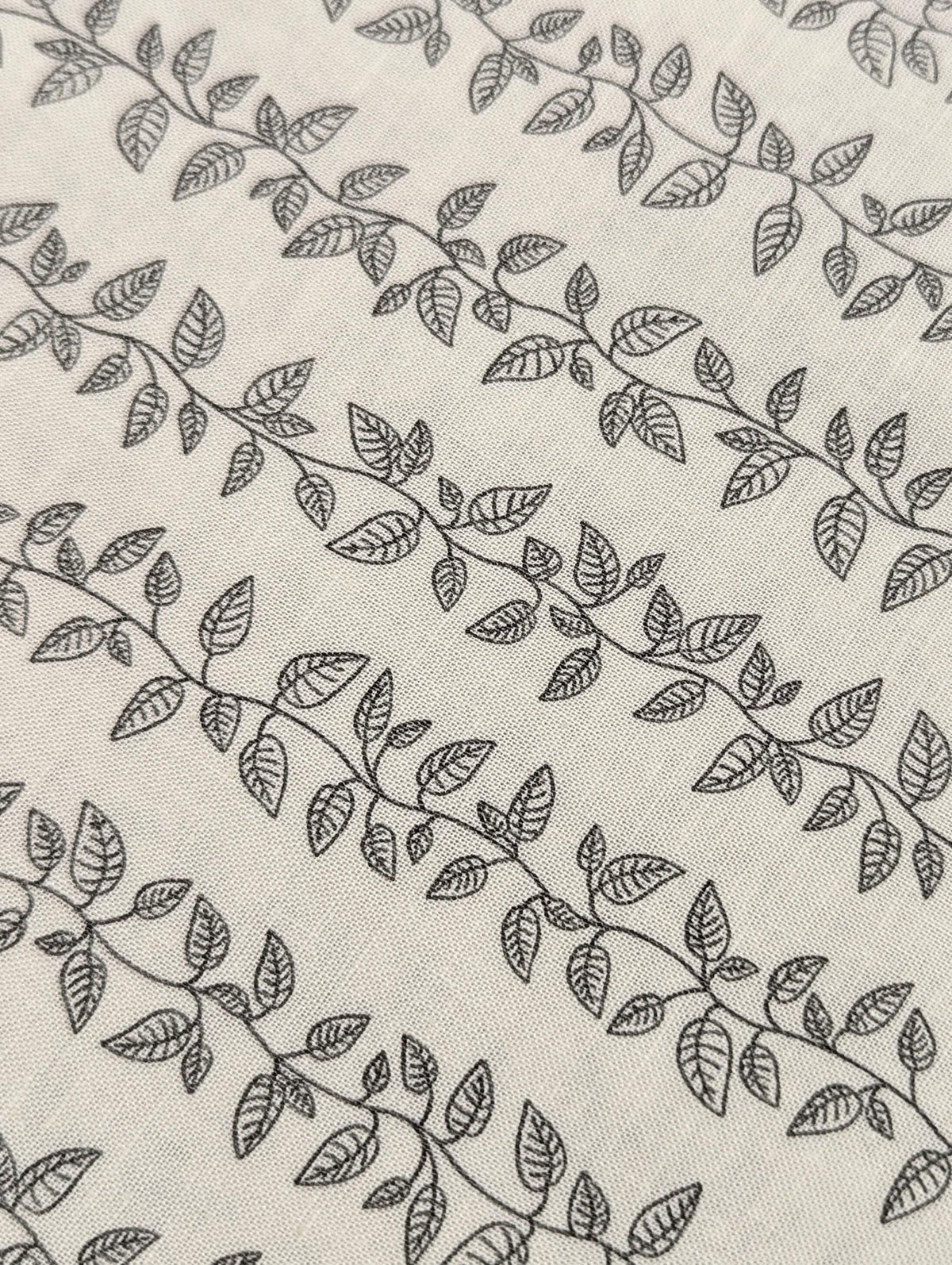 Cosmo - Vining Leaves Cotton Sheeting - White & Gray