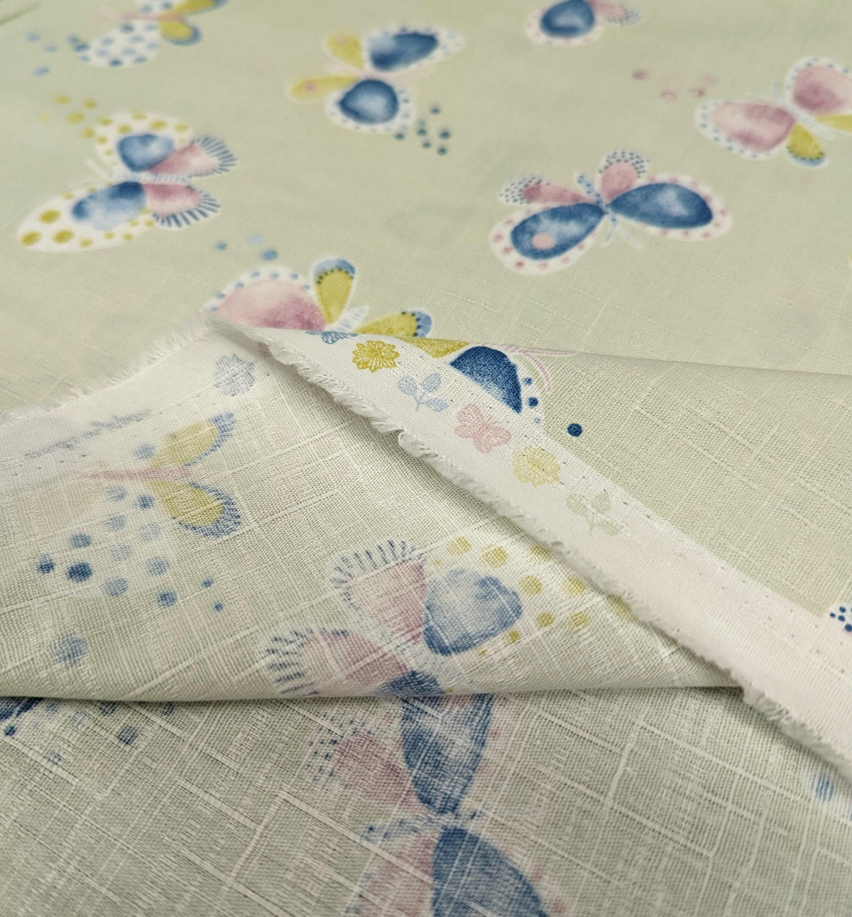 Koizumi - Pastel Butterflies Cotton Dobby - Light Green