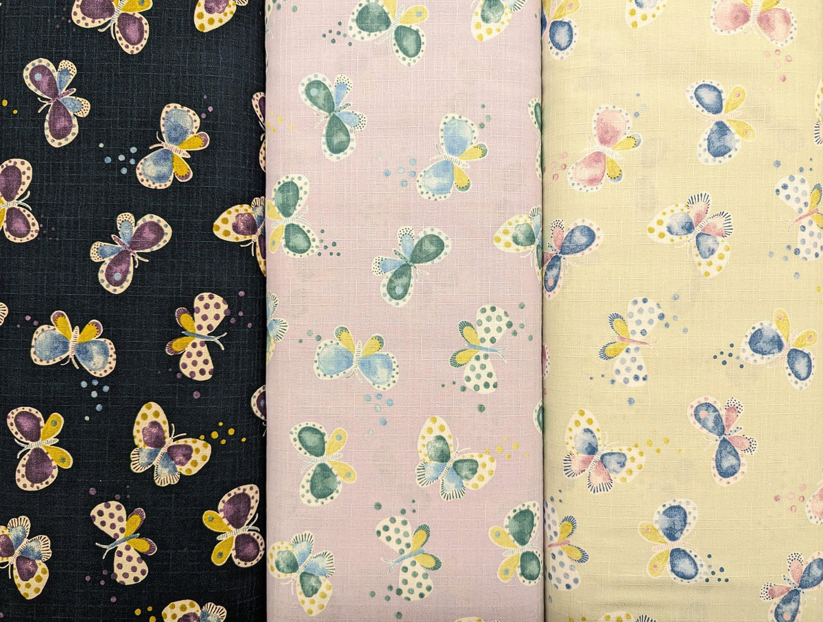 Koizumi - Pastel Butterflies Cotton Dobby - Light Green