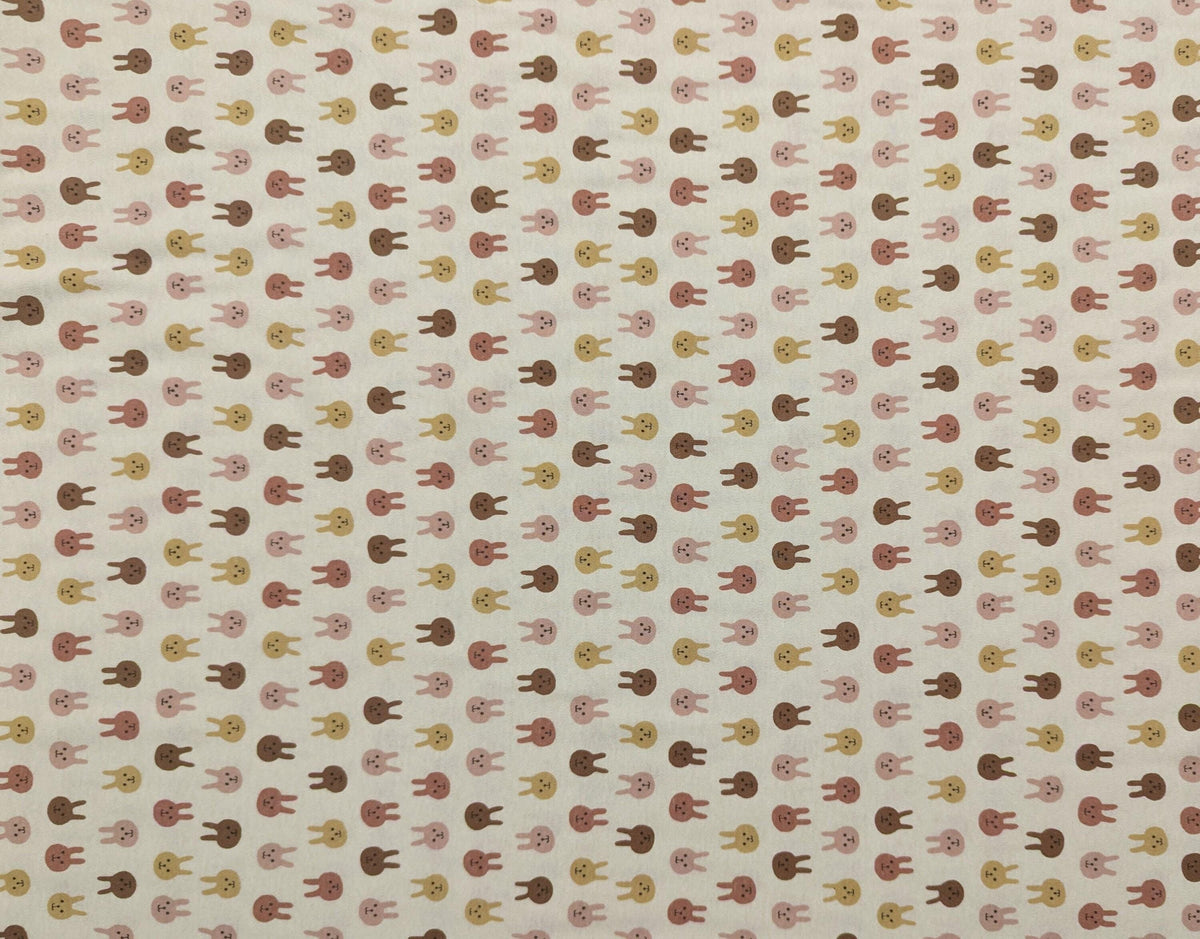 Kobayashi - Colorful Bunnies Cotton Jersey - Brown Pink Yellow