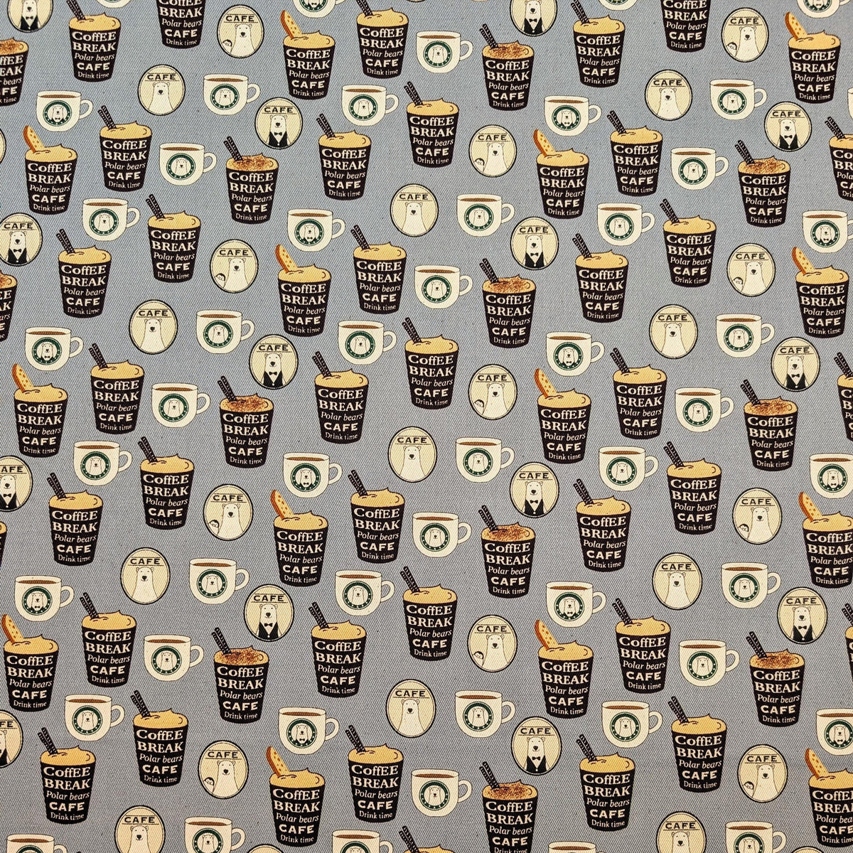 NEW Polar Bear Cafe Kobayashi Japanese cotton oxford twill fabric KTS-7066 C blue