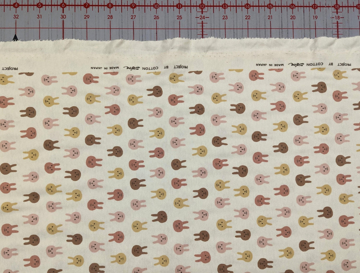 Kobayashi - Colorful Bunnies Cotton Jersey - Brown Pink Yellow