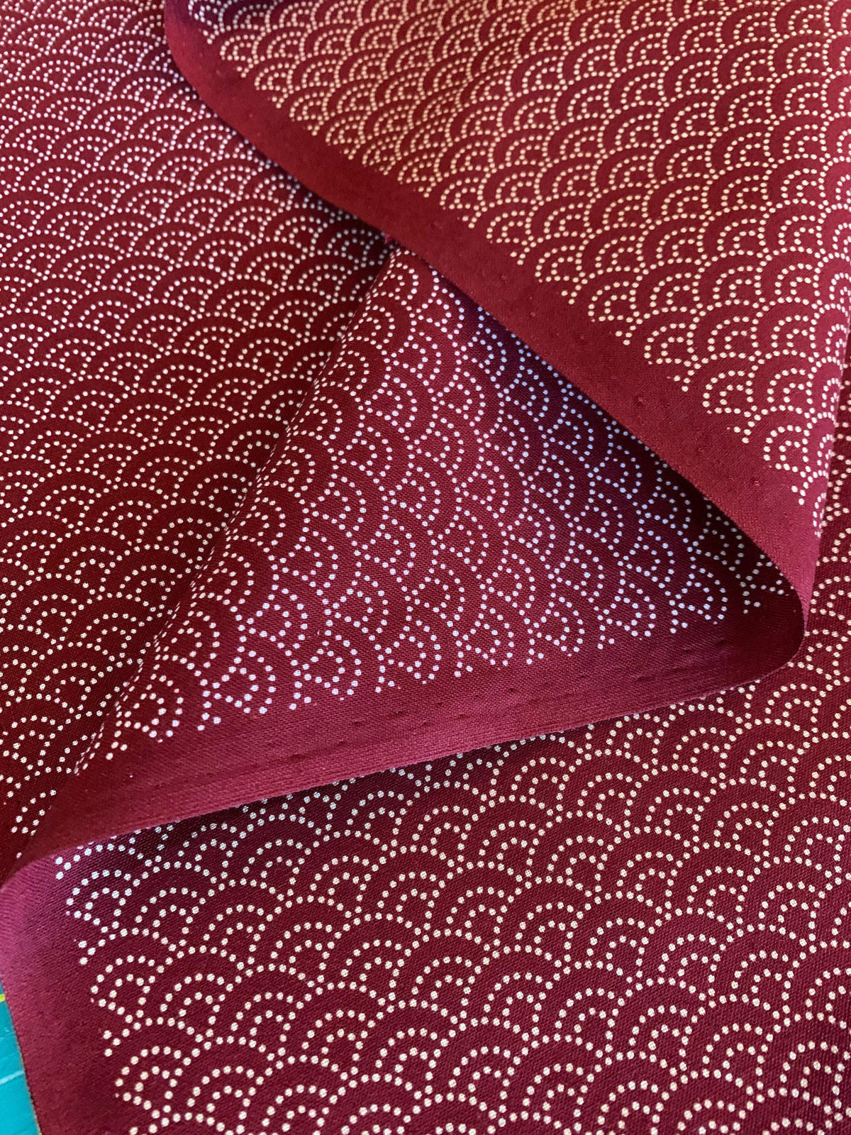Sevenberry - Dotted Waves Cotton Fabric - Cherry Red
