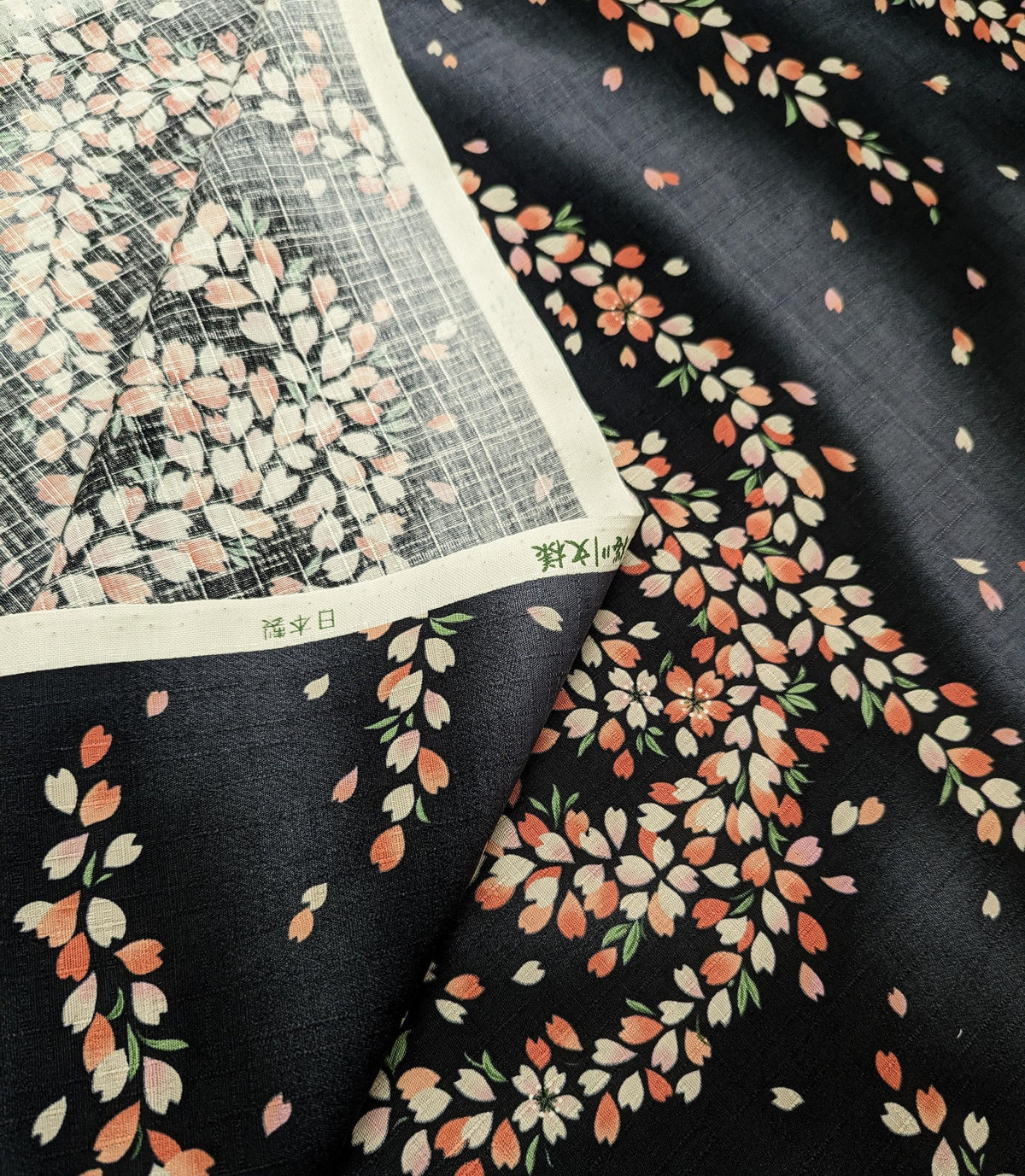 Kobayashi - Breezy Cherry Blossoms Cotton Dobby - Black