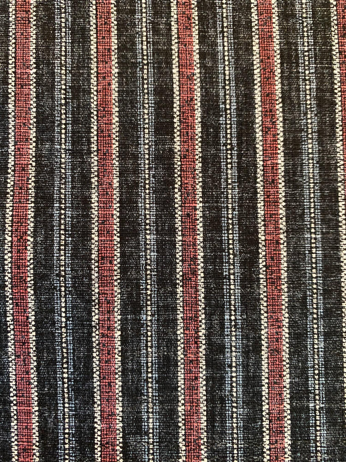 Morikiku - Stripe Cotton Dobby - Black Blue Red White