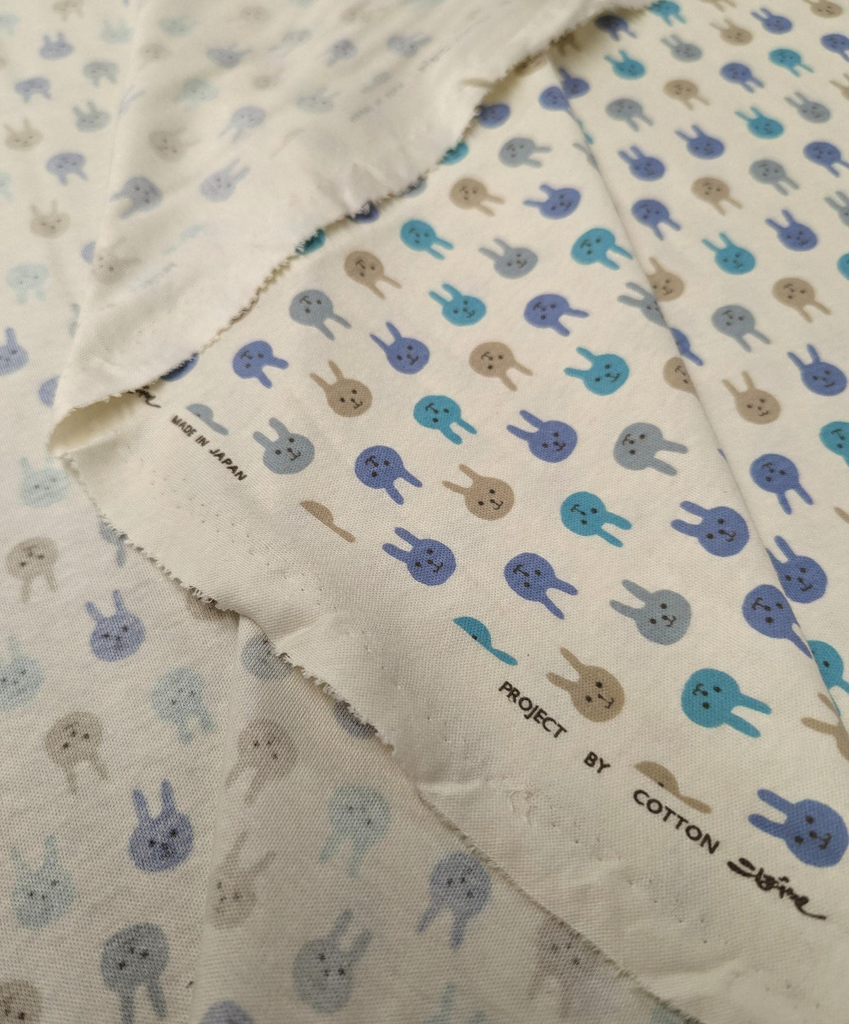 Kobayashi - Colorful Bunnies Cotton Jersey - Teal Periwinkle Khaki Gray