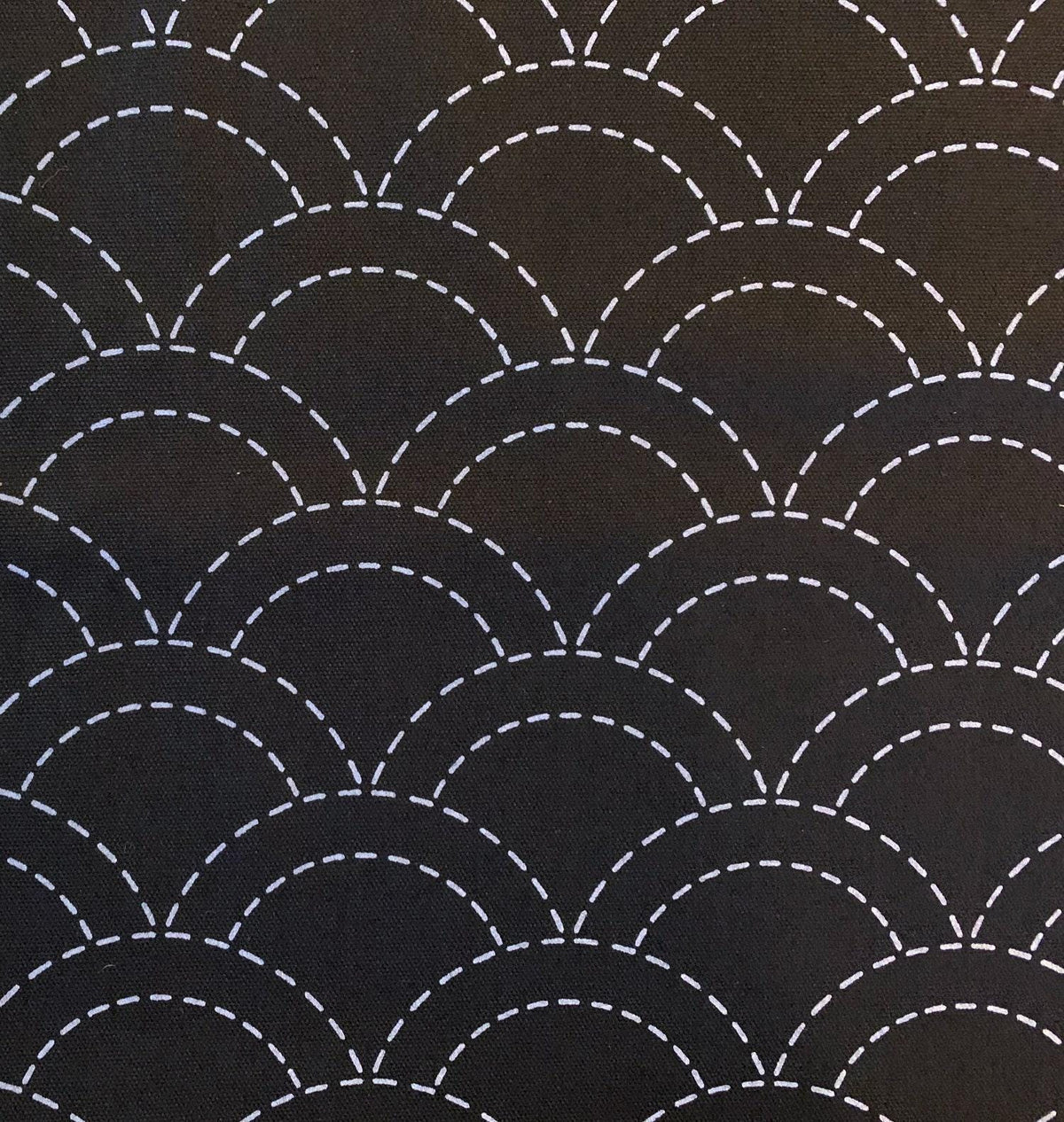 Olympus - Waves Pre-Printed Sashiko Cotton Fabric - Black