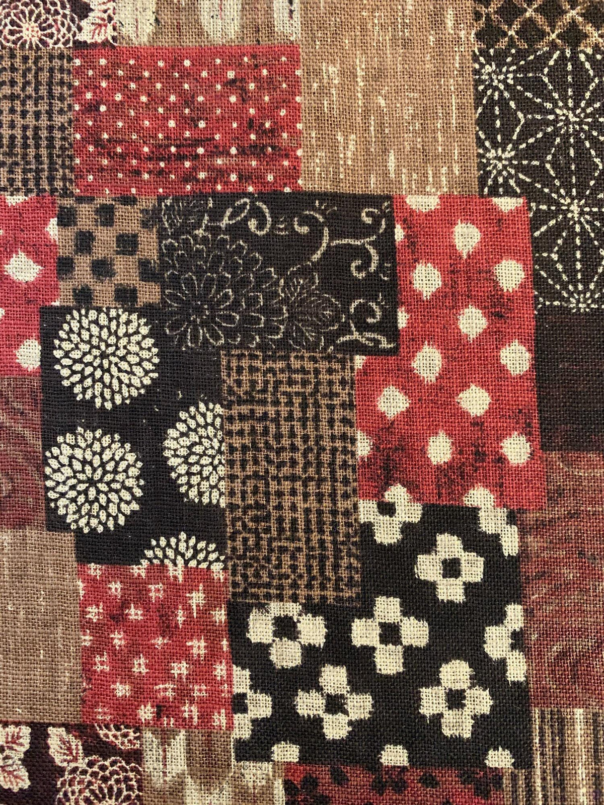 Sevenberry boro patchwork in red Japanese cotton fabric 88500-3-6