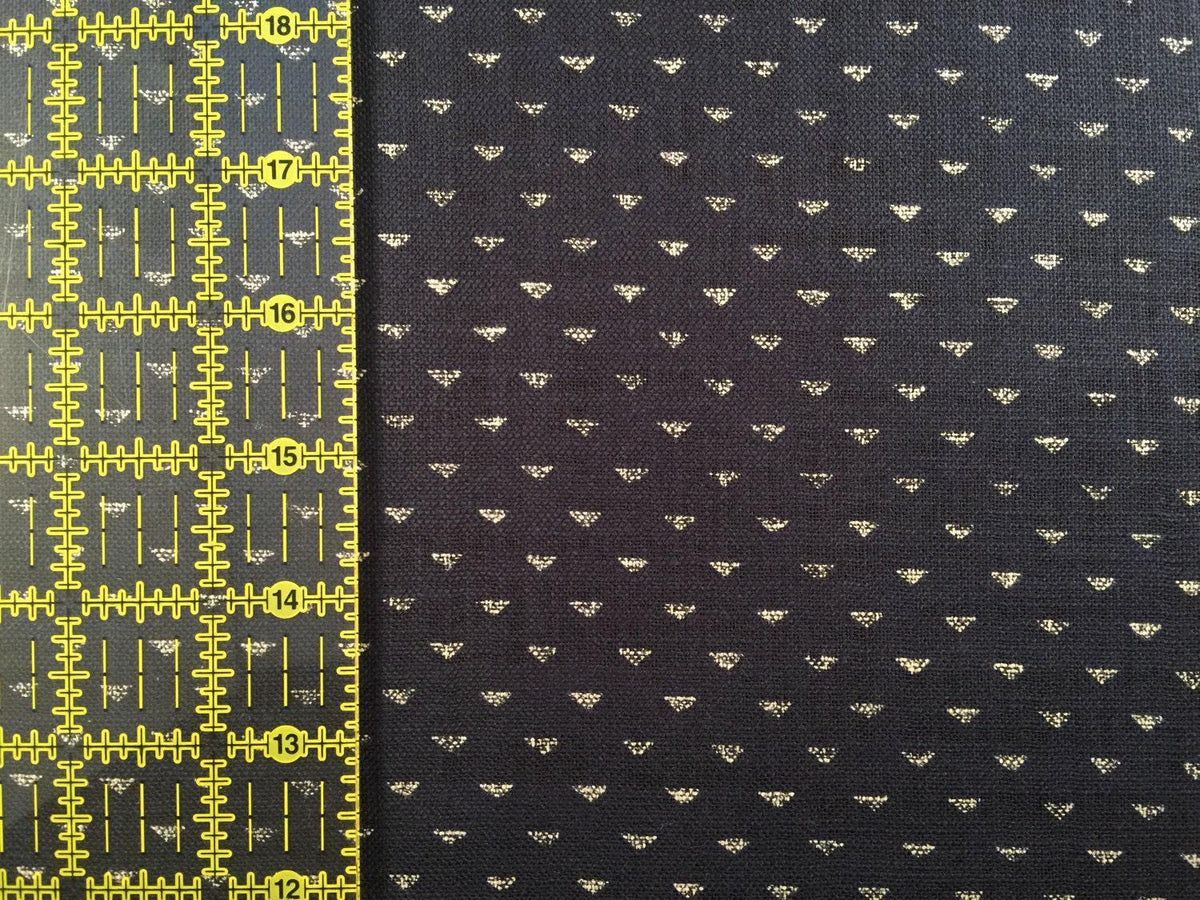 Sevenberry - Tiny Triangles Print Cotton Fabric - Navy Indigo and Beige