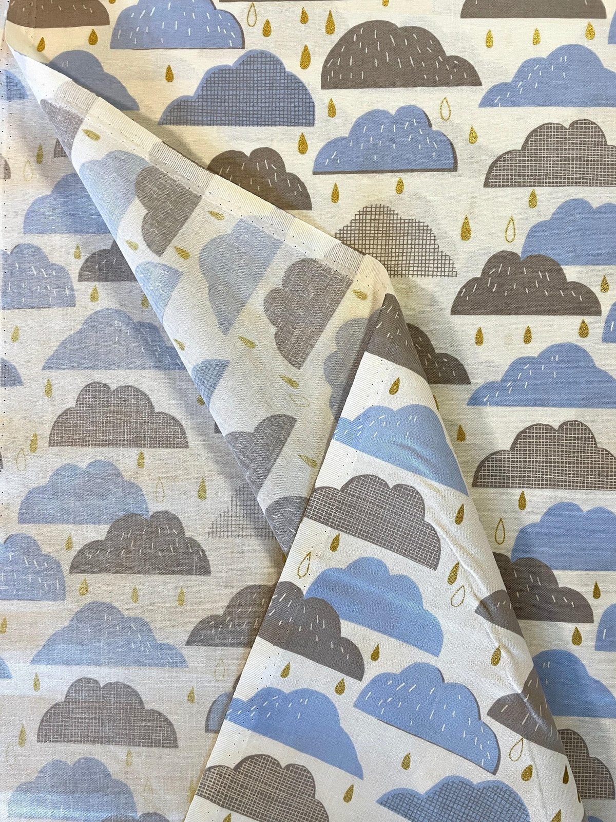 Hokkoh - Rain Clouds Cotton Fabric - Blue Gray