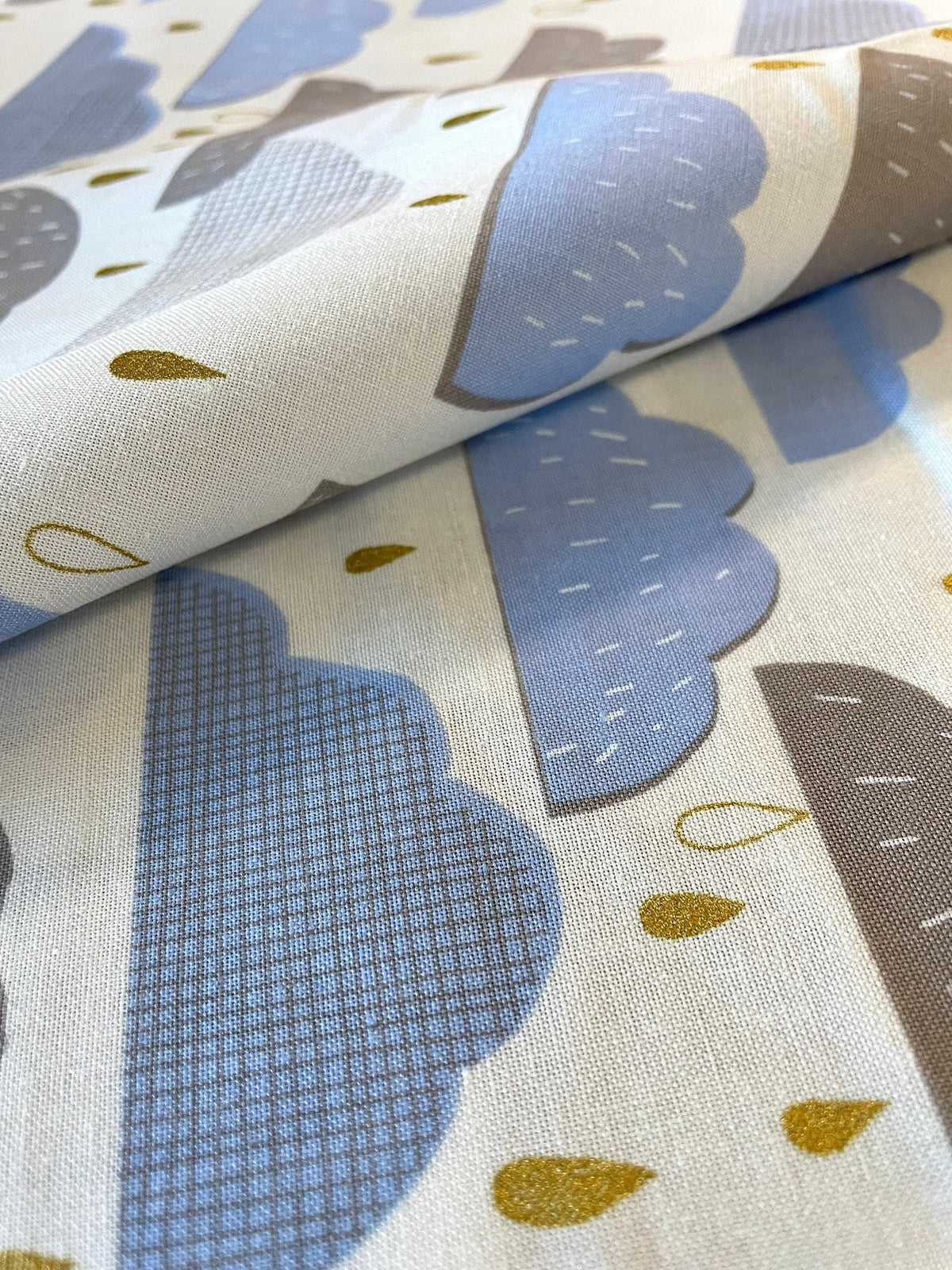 Hokkoh - Rain Clouds Cotton Fabric - Blue Gray