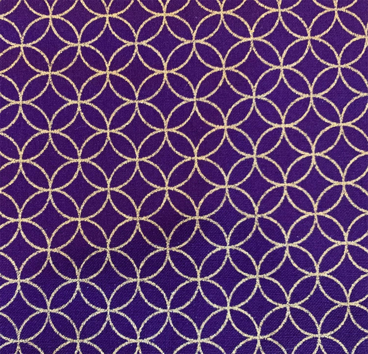 Sevenberry - Golden Shippo Circles Cotton Fabric - Purple