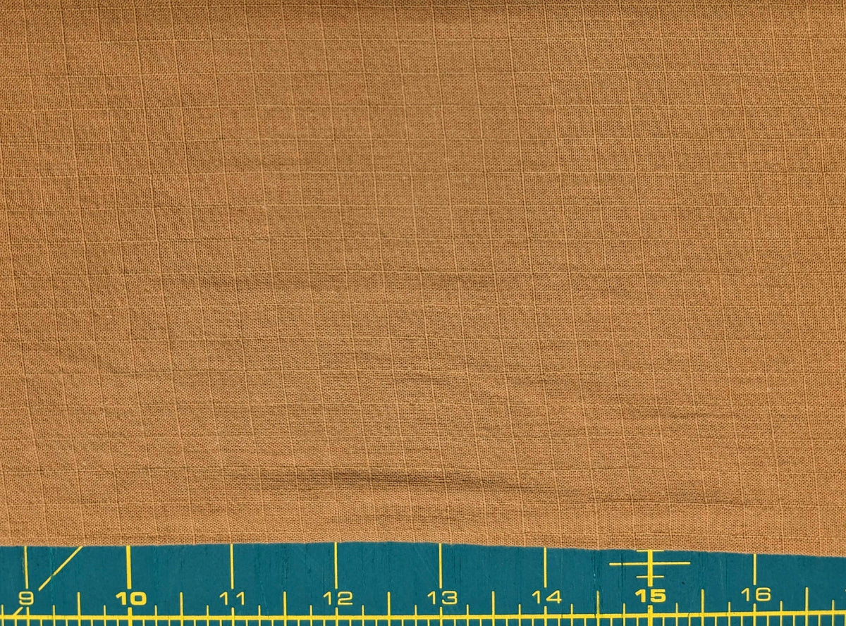 NEW Soft Gridded Dobby Cosmo Japanese cotton linen fabric AD-5747 10 light brown