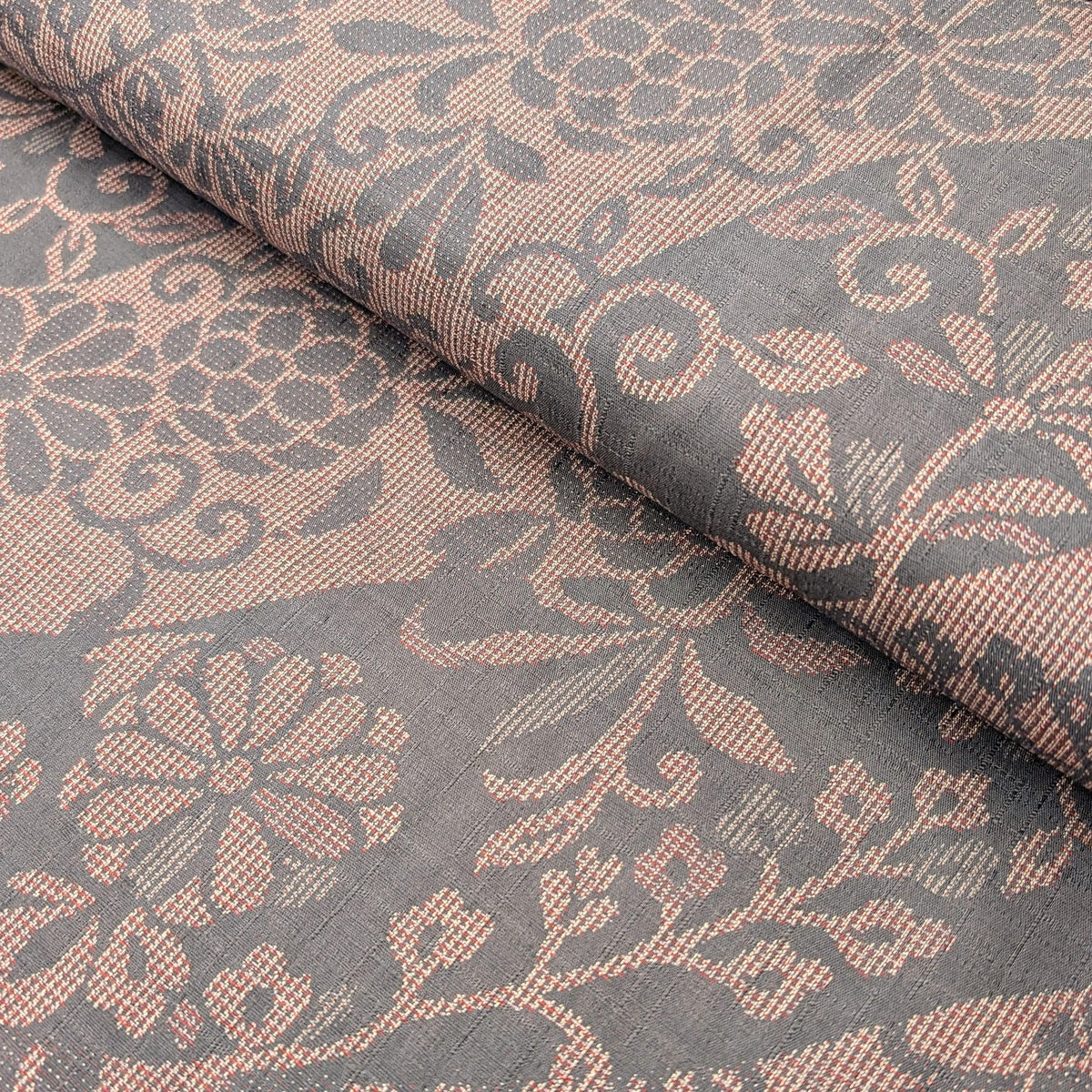 NEW Floral Silhouette Kobayashi dobby cotton fabric KTS-7020 E gray