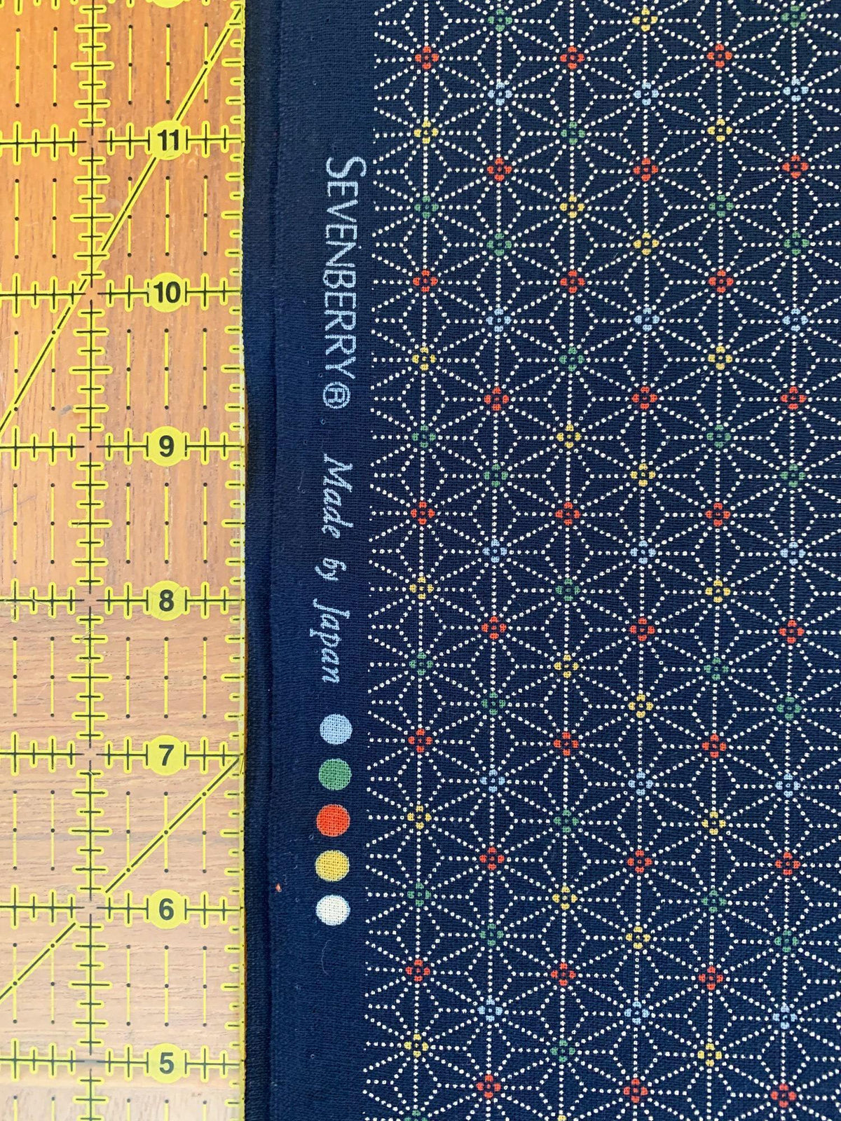 Sevenberry - Dotted Asanoha Stars Cotton Fabric - Navy Blue
