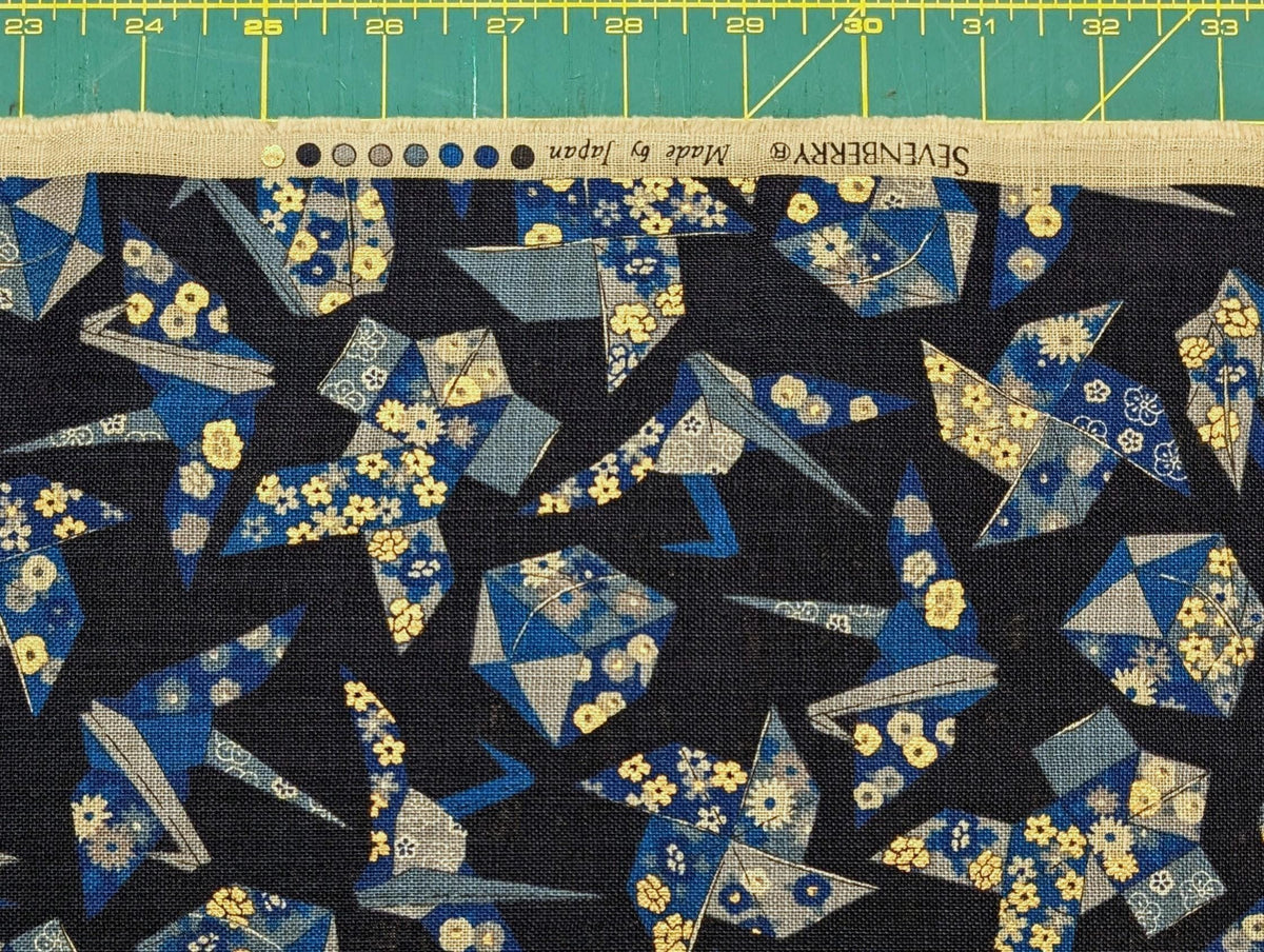 Sevenberry - Golden Origami Cotton Fabric - Dark Blue