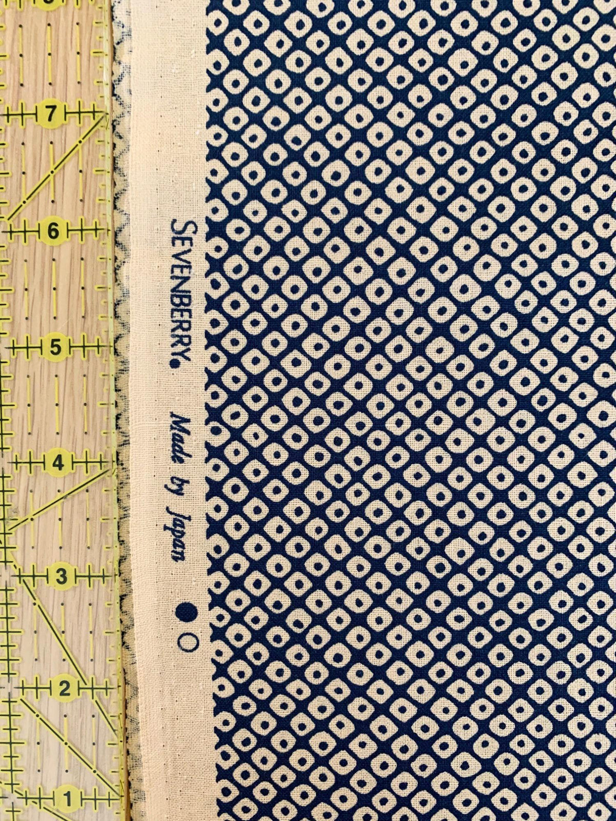 Sevenberry - Kanoko Dots Cotton Fabric - Beige Blue