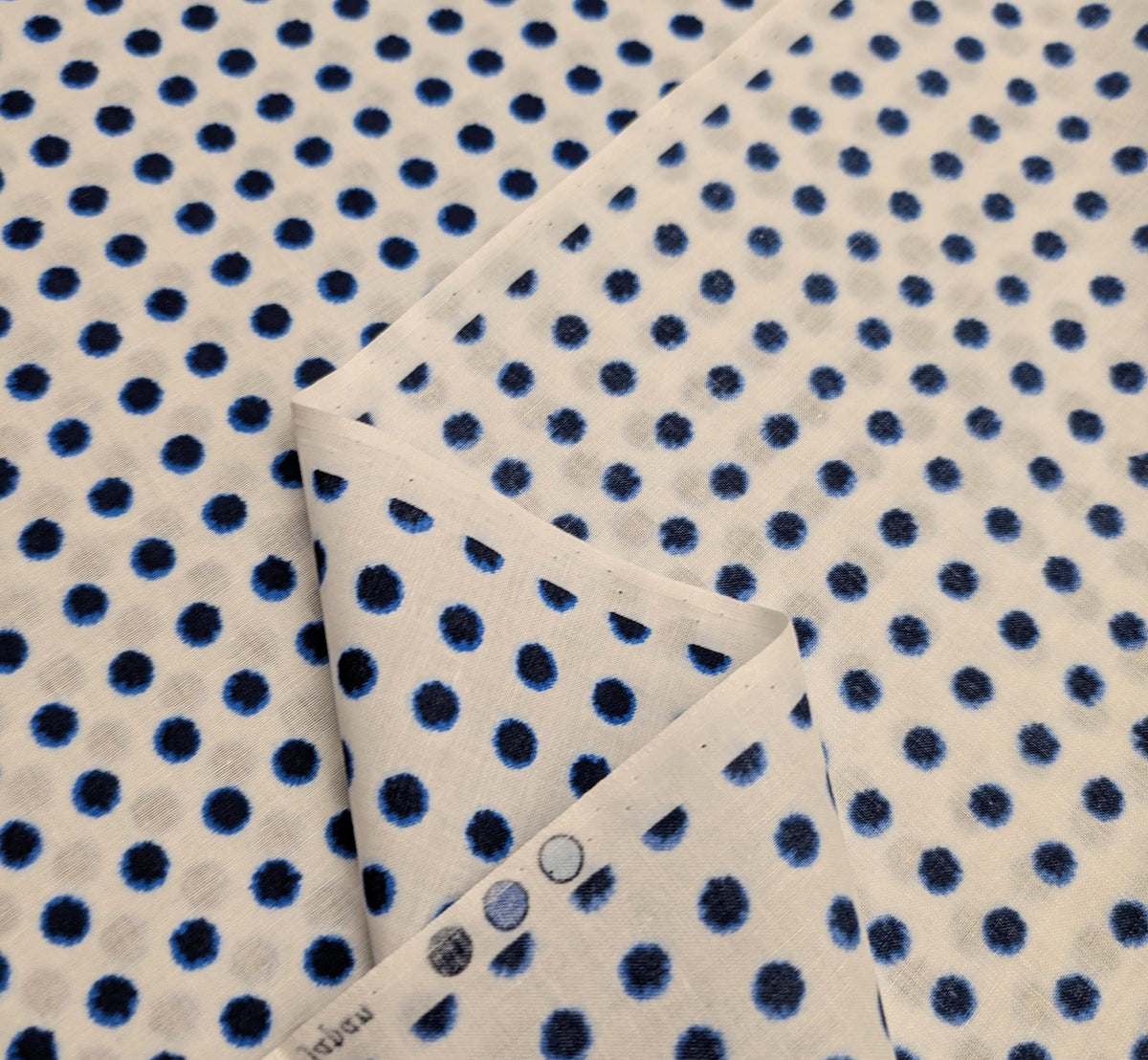 Sevenberry - Polka Dot Printed Shibori-Style Collection Cotton Fabric - White