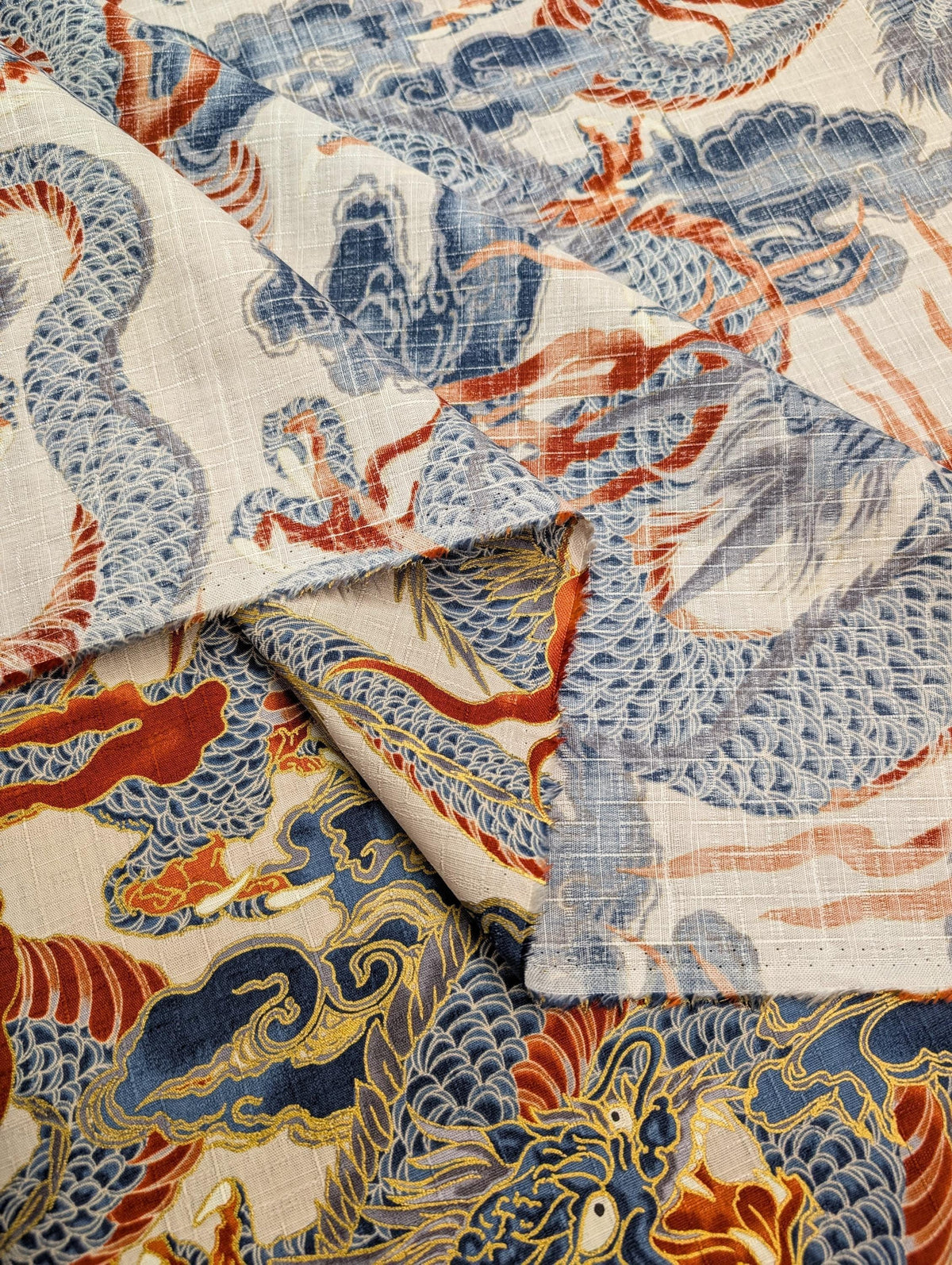 NEW Golden Dragons Hokkoh Japanese cotton dobby fabric 1025-100-1 B beige