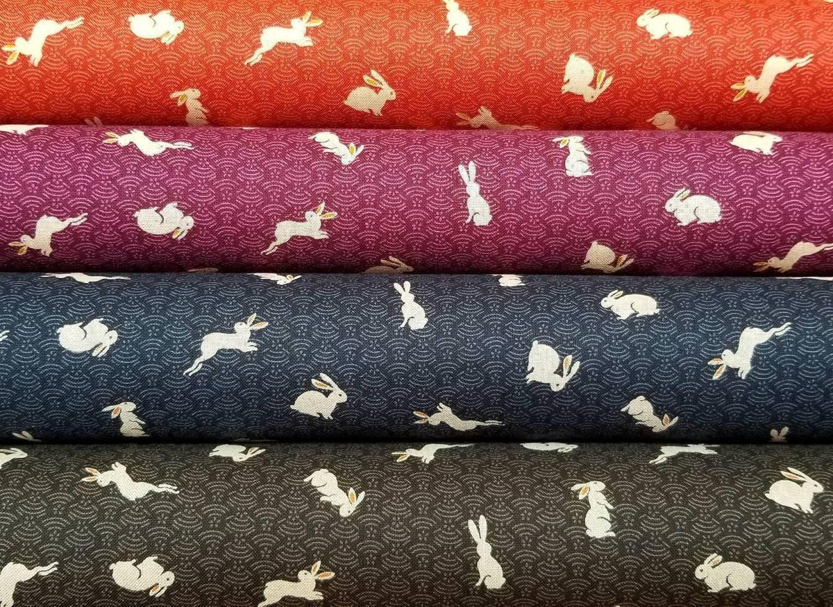Sevenberry - Bunnies and Waves Cotton Fabric - Red