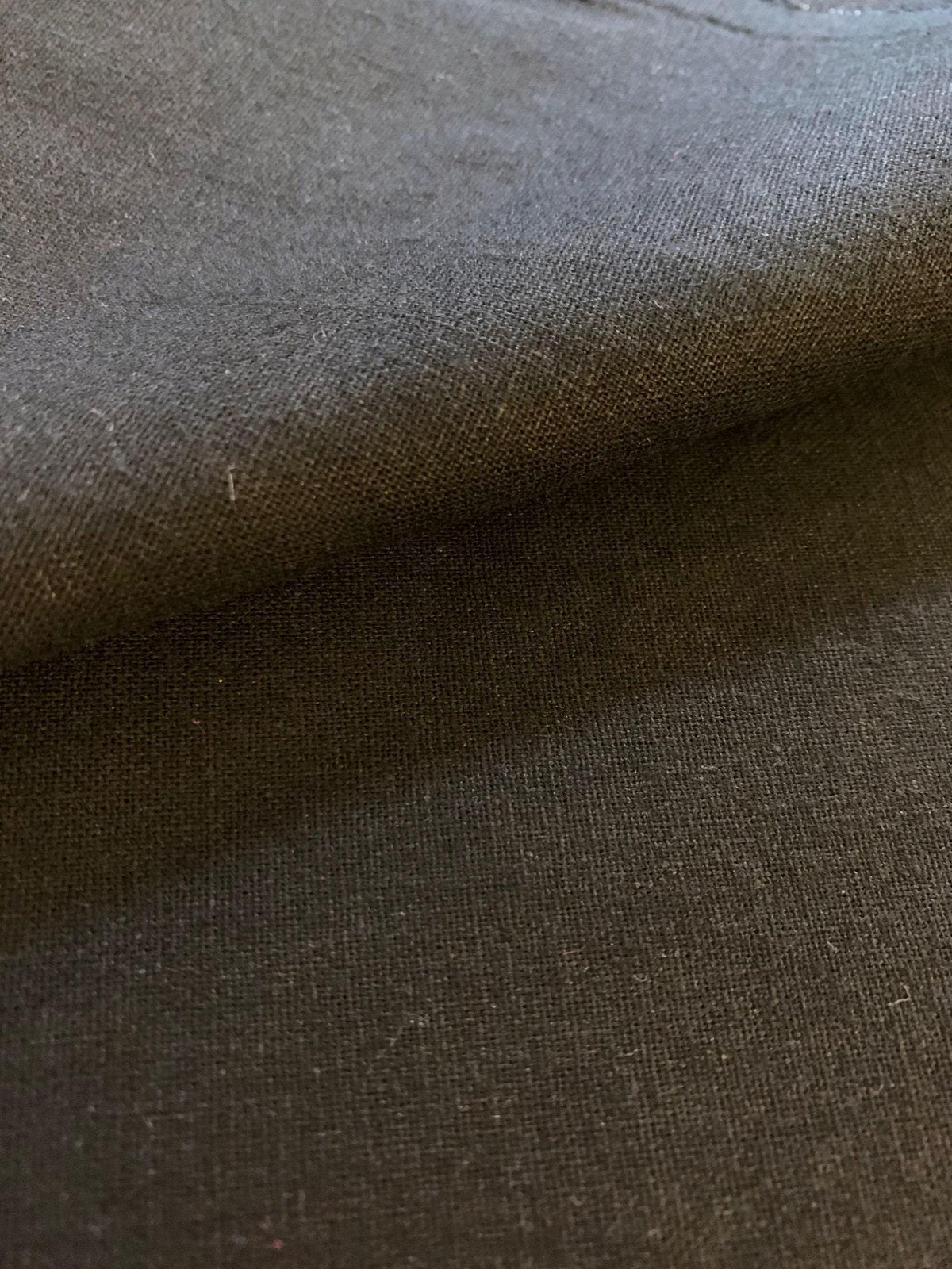 Hishiei - Solid Color Cotton/Linen Fabric - Black