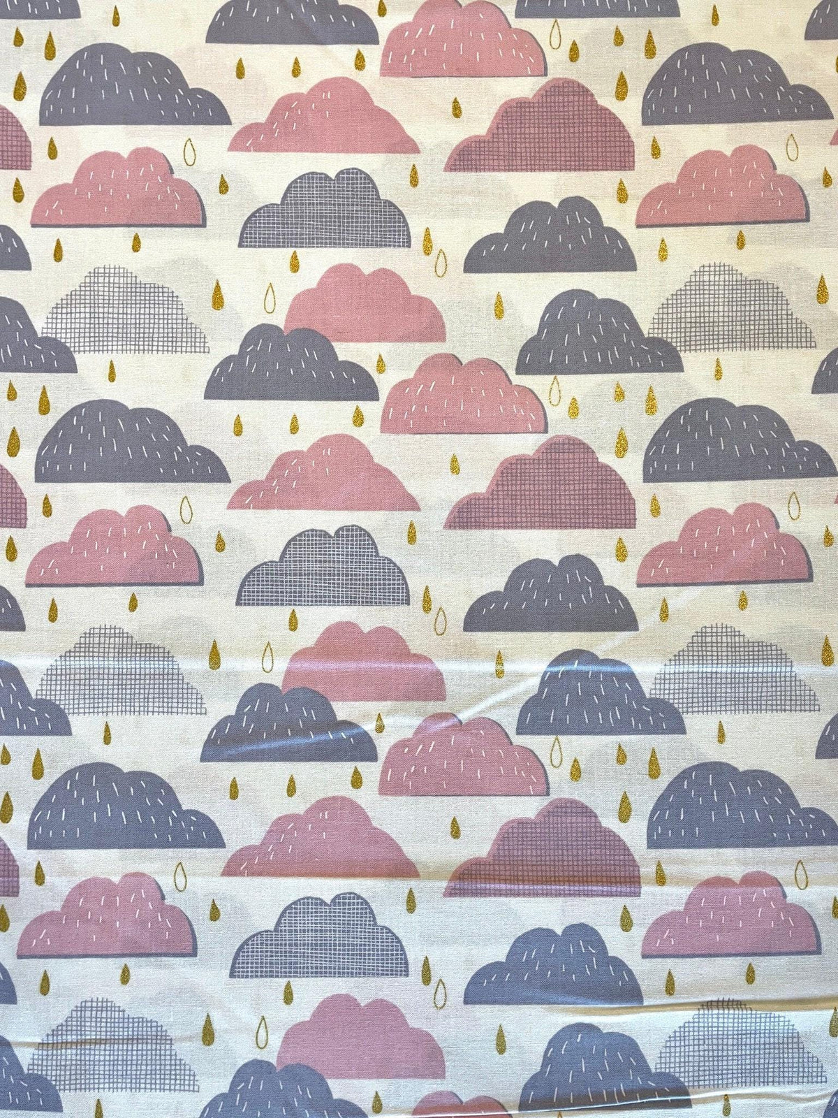 Hokkoh - Rain Clouds Cotton Fabric - Pink Gray