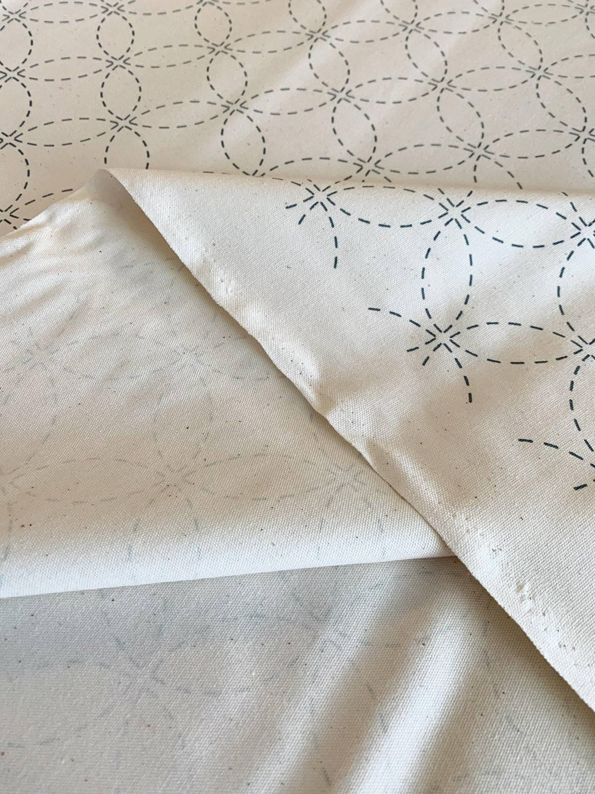 Olympus - Shippou Pre-Printed Sashiko Cotton Fabric - Ivory White