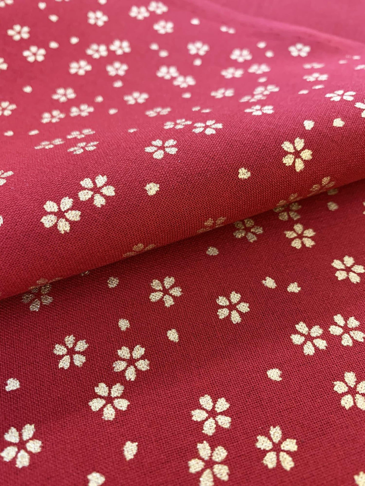 Sevenberry - Golden Cherry Blossoms Cotton Fabric - Red