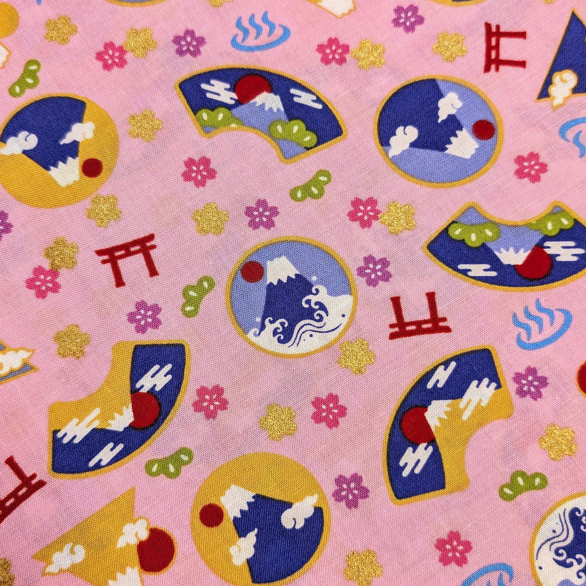 Asano - Mountain Onsen Cotton Fabric - Pink