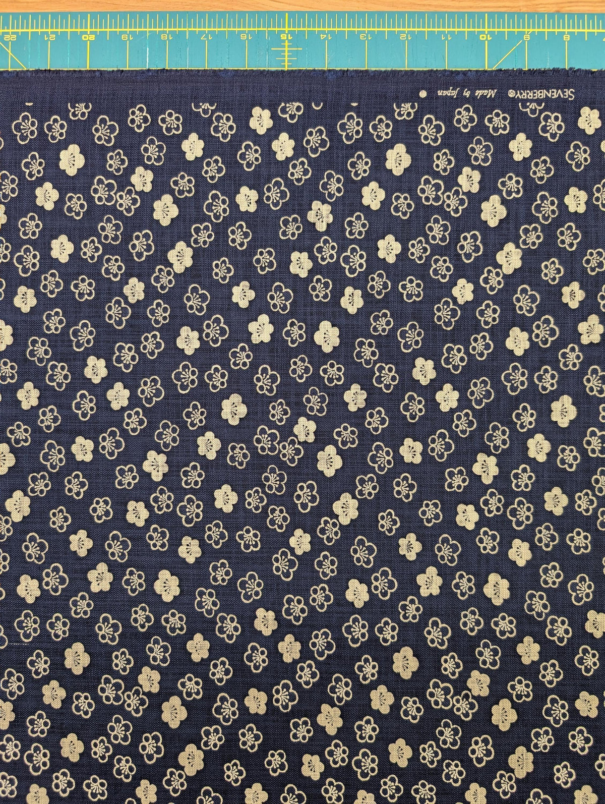 Sevenberry - Plum Blossom Cotton Fabric - Navy Blue Beige