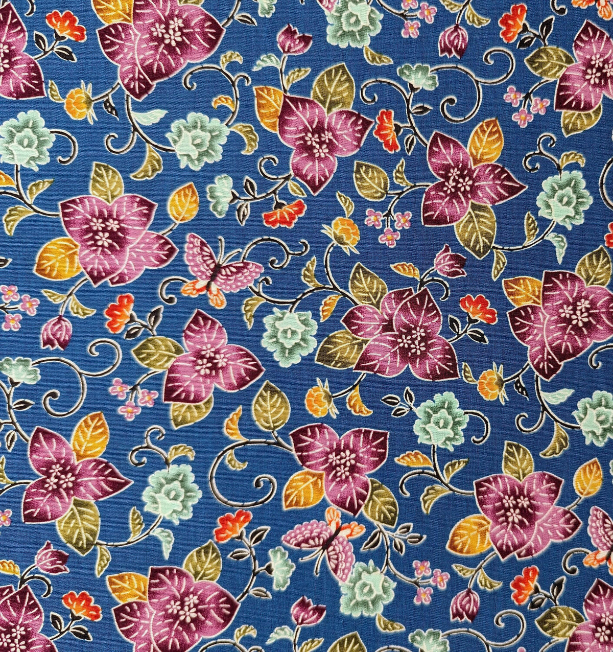 Cosmo - Tropical Flowers Cotton - Blue