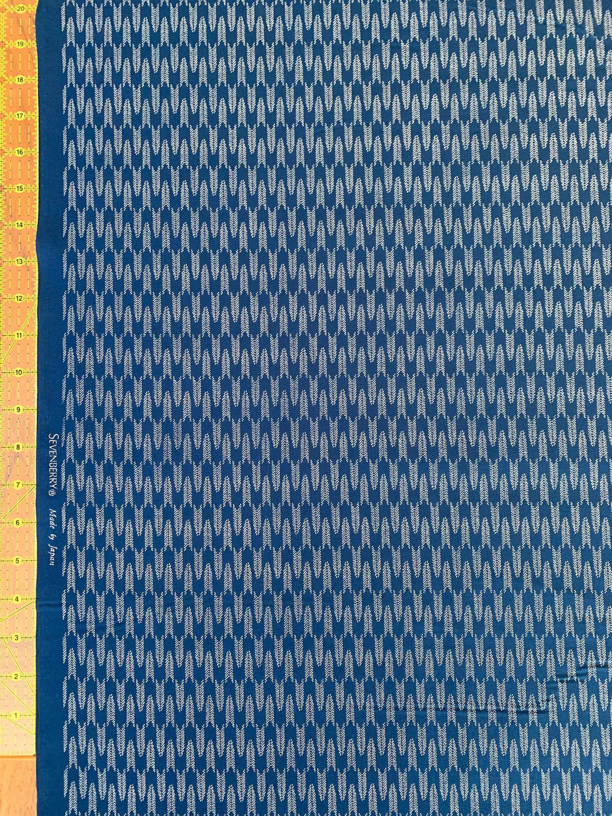 Sevenberry - Zigzag Yabane Arrows Cotton Fabric - Blue Beige