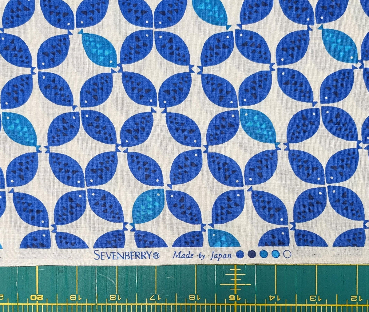 Sevenberry - Shippō Fish Cotton Fabric - Blue and White