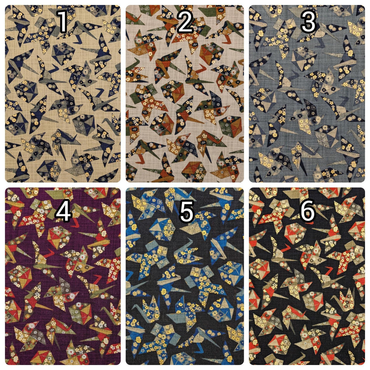 Sevenberry - Golden Origami Cotton Fabric - Plum, Orange and Green