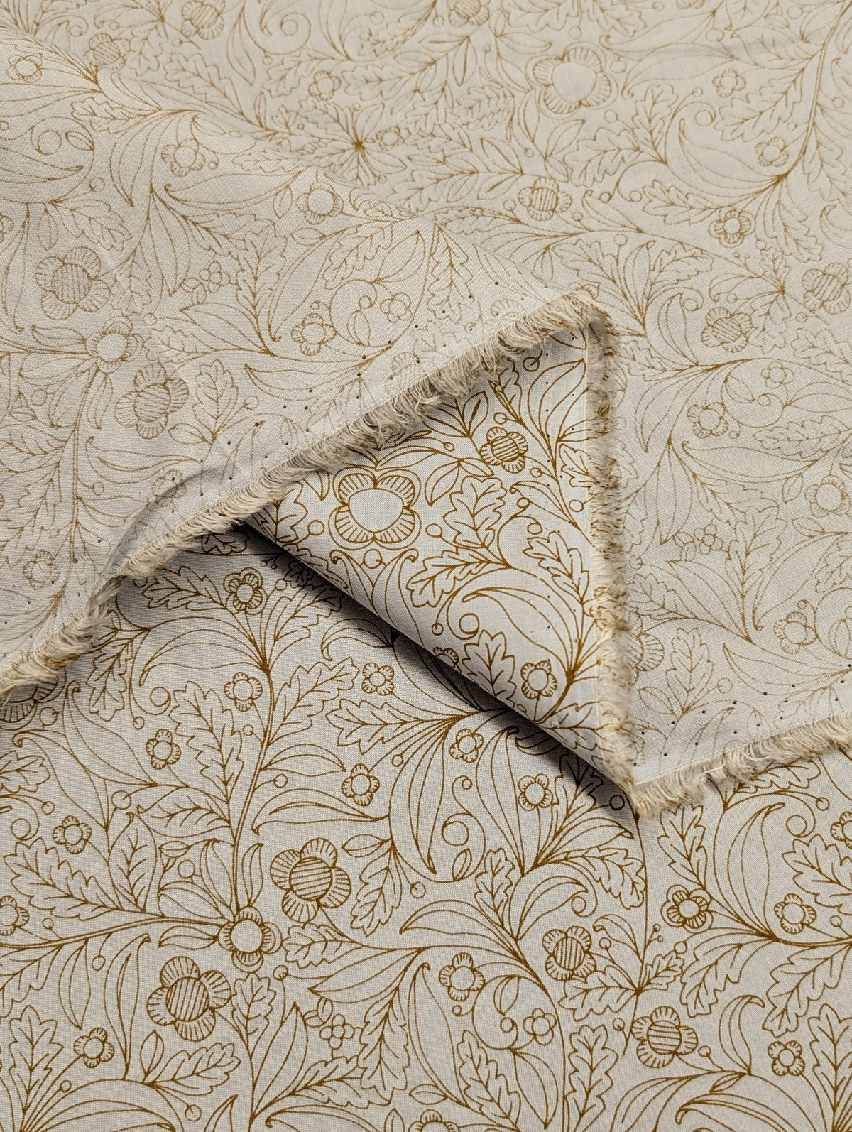 Hokkoh - Botanical Filigree Cotton Lawn - Pale Blue and Brown