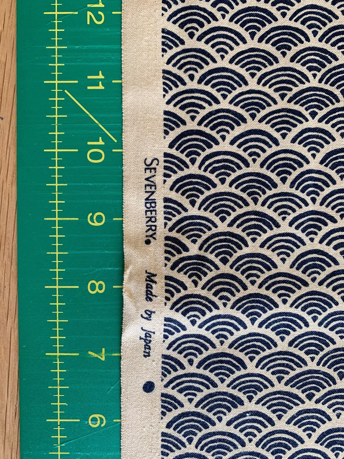 Sevenberry - Waves Cotton Fabric - Beige Navy Blue