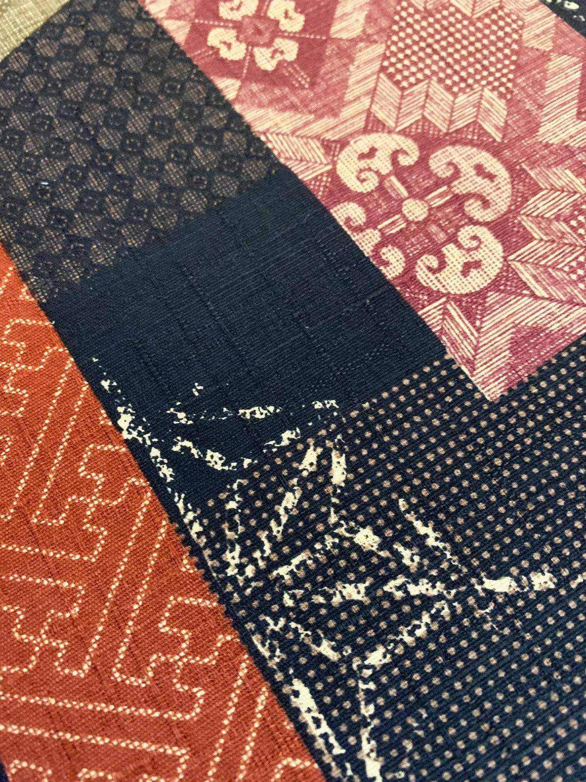 Morikiku - Boro Patchwork Cotton Dobby - Brown