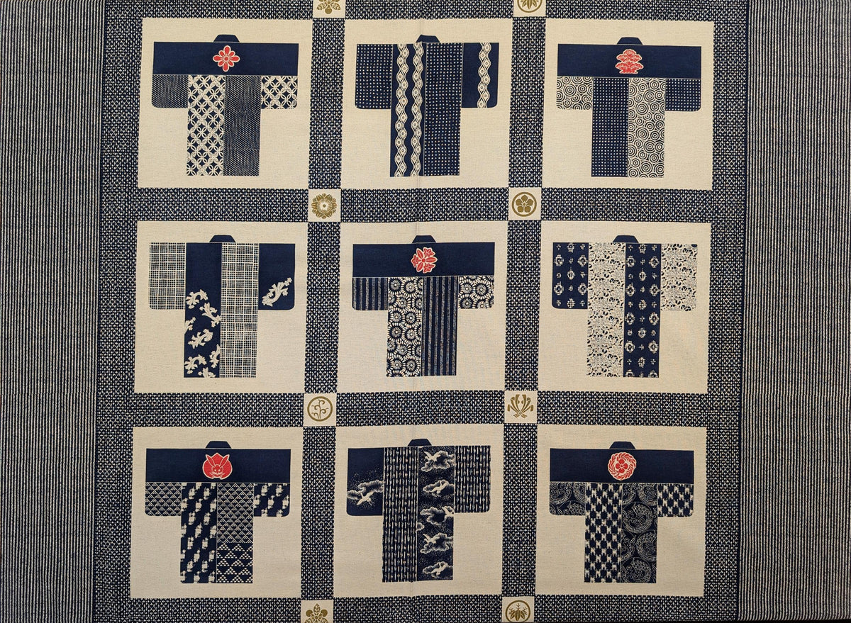 Craft-P - Kimono Design Cotton Fabric Panel - Black or Navy